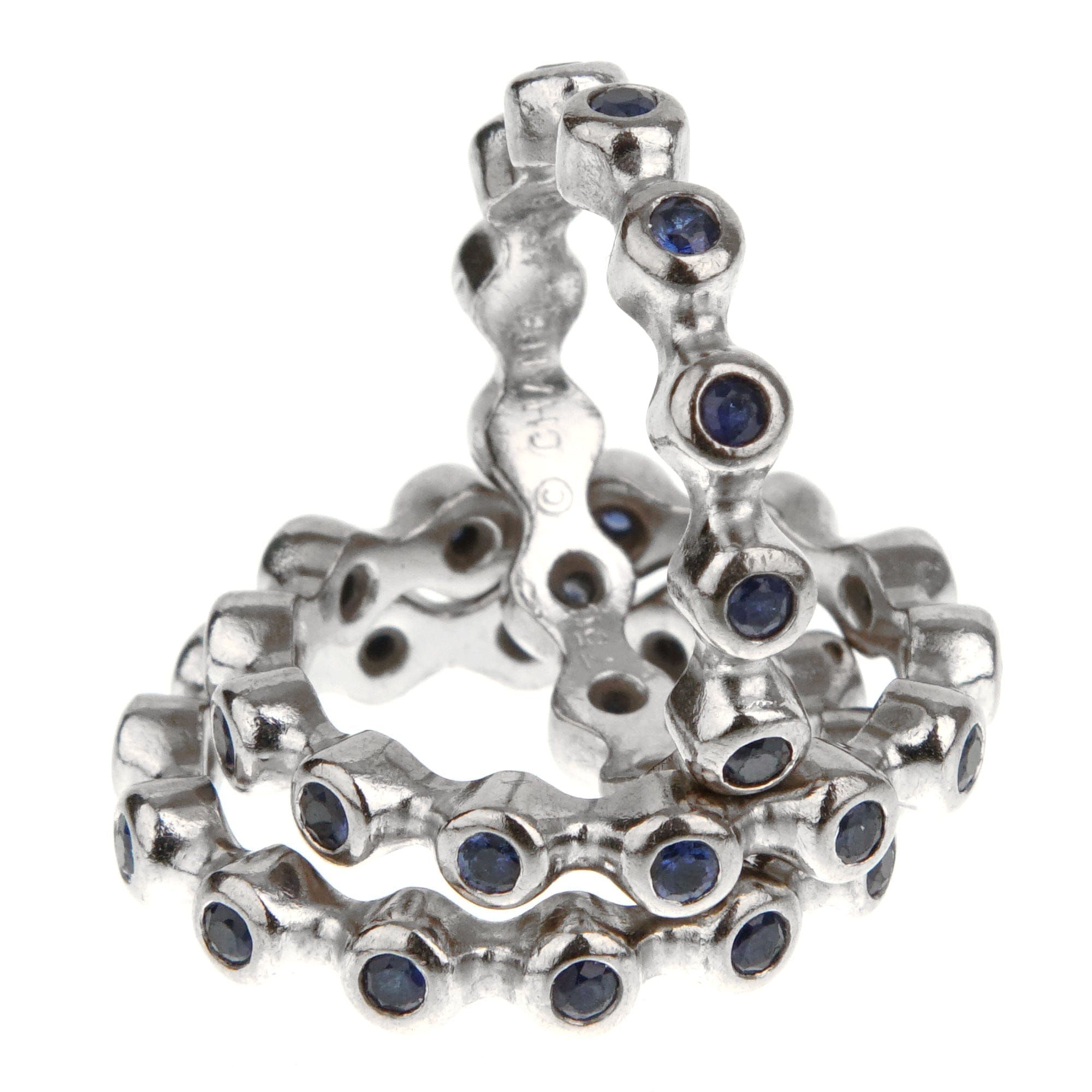 Chanel Sapphire Eternity 18k White Gold Triple Ring Suite