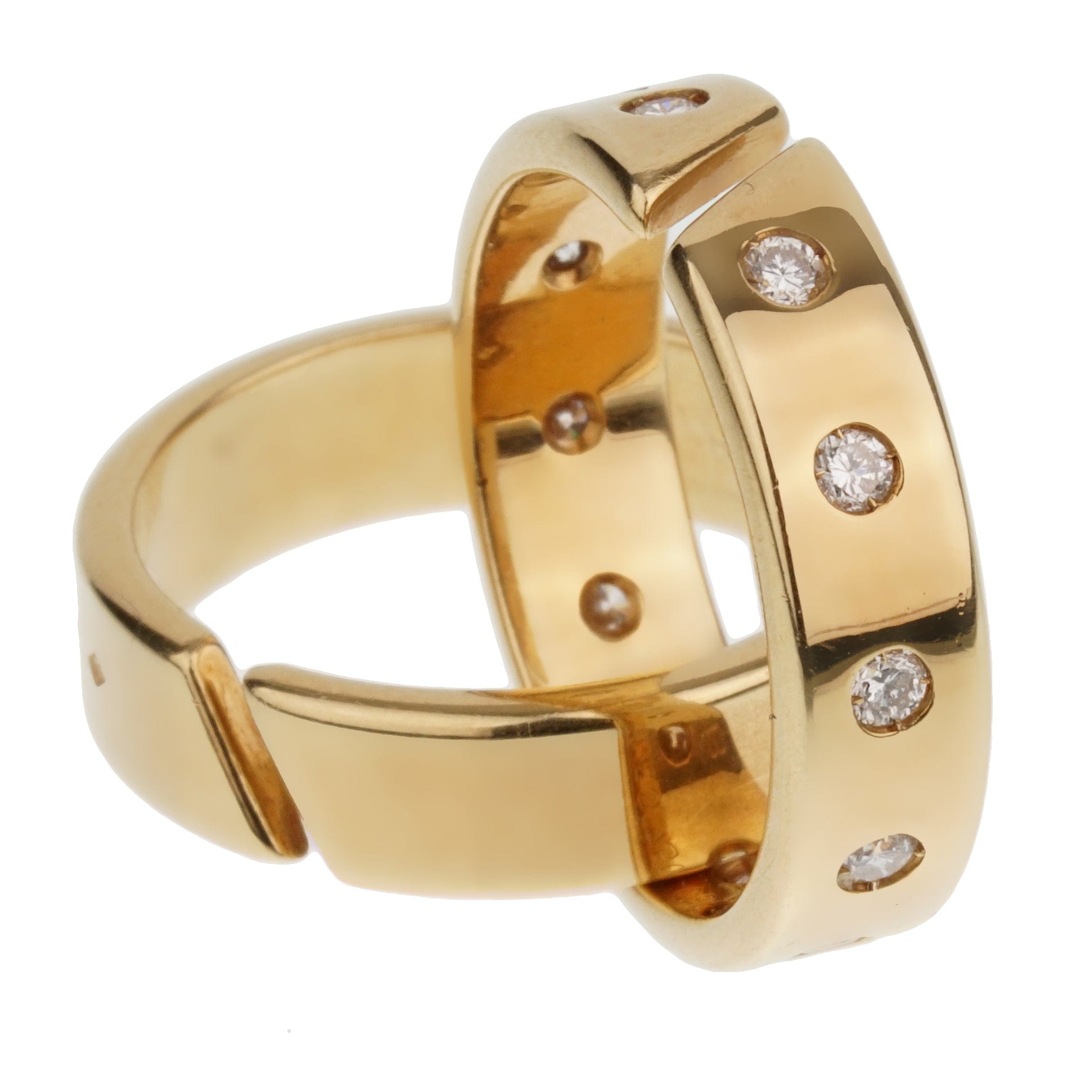 Hermes Paris Diamond 18k Yellow Gold Rolling Ring Bands