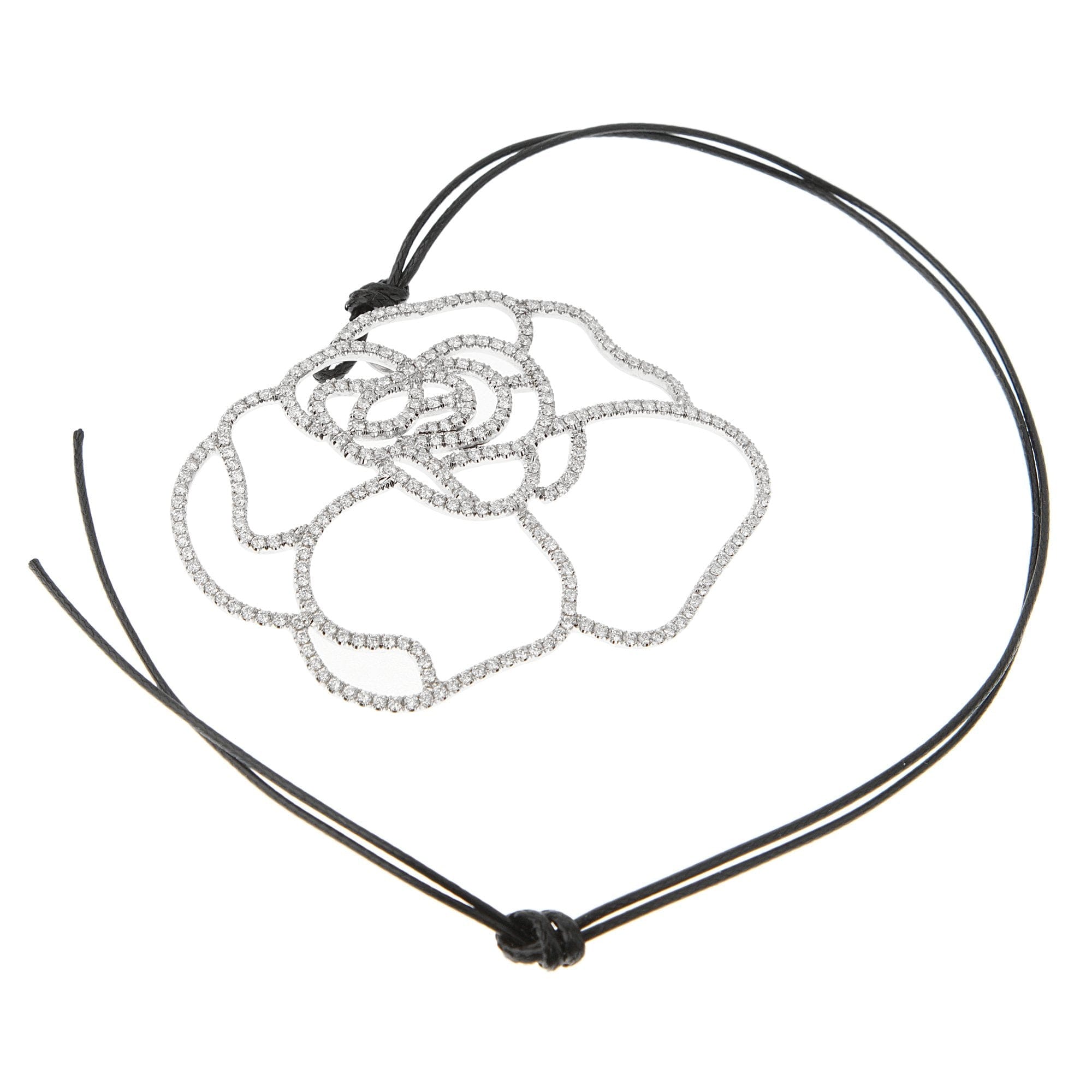 Estate Diamond 14k White Gold Flower Necklace