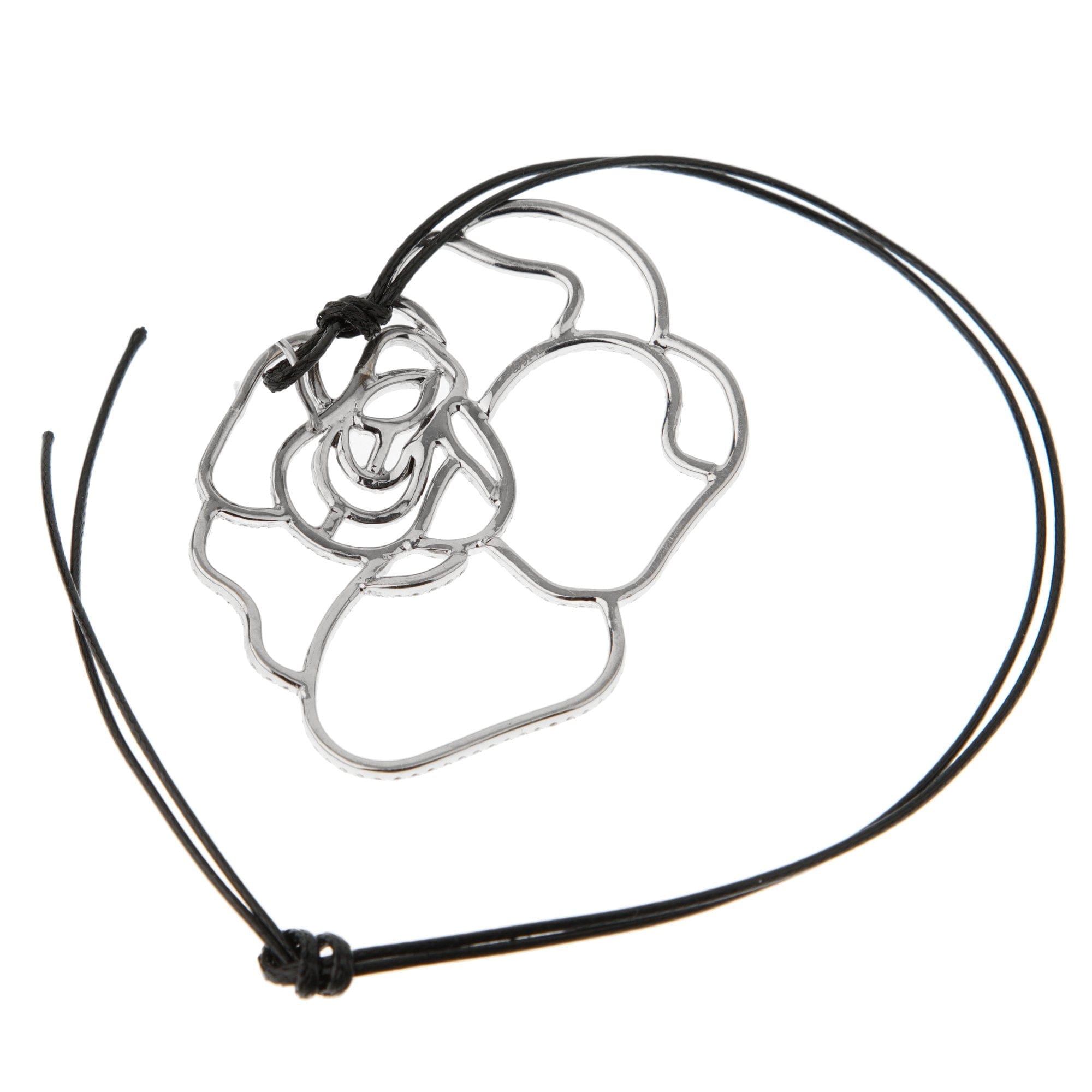 Estate Diamond 14k White Gold Flower Necklace