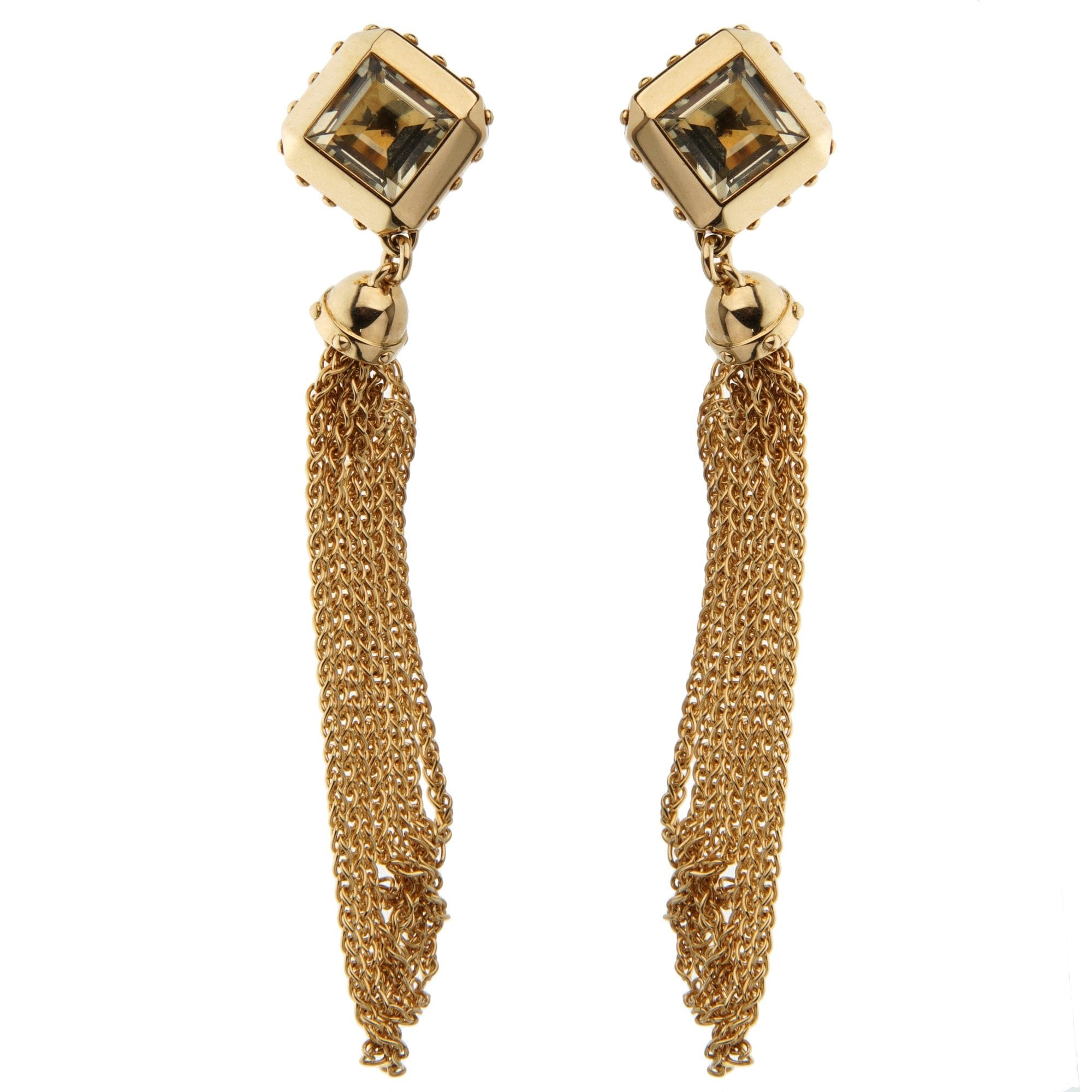 Louis Vuitton Quartz 18k Yellow Gold Tassel Drop Earrings