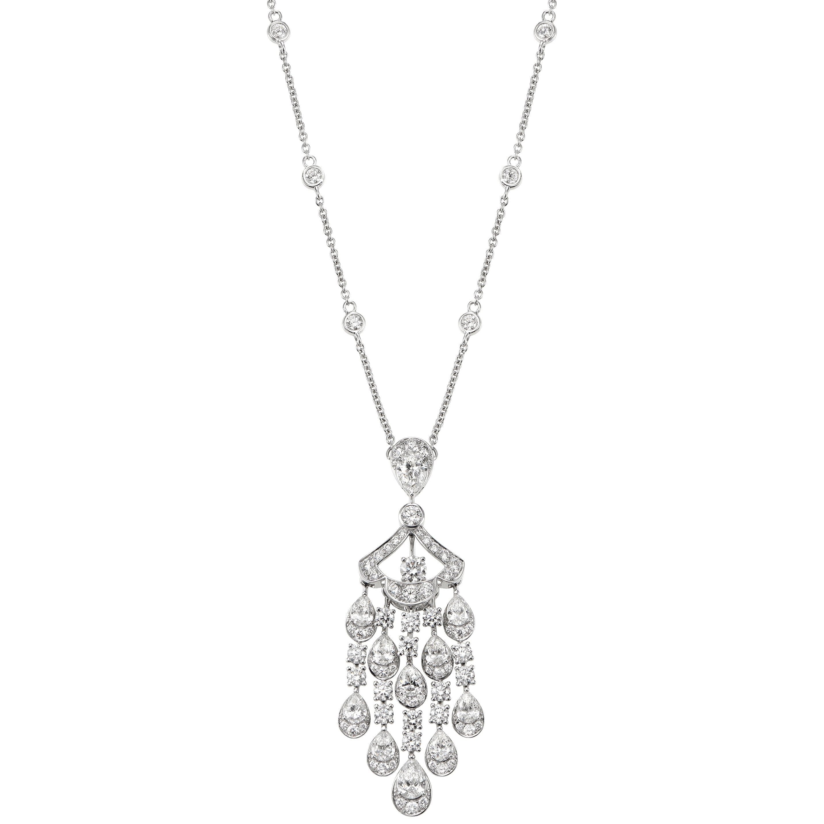 Graff 7.18ct 18k White Gold Diamond Drop Necklace