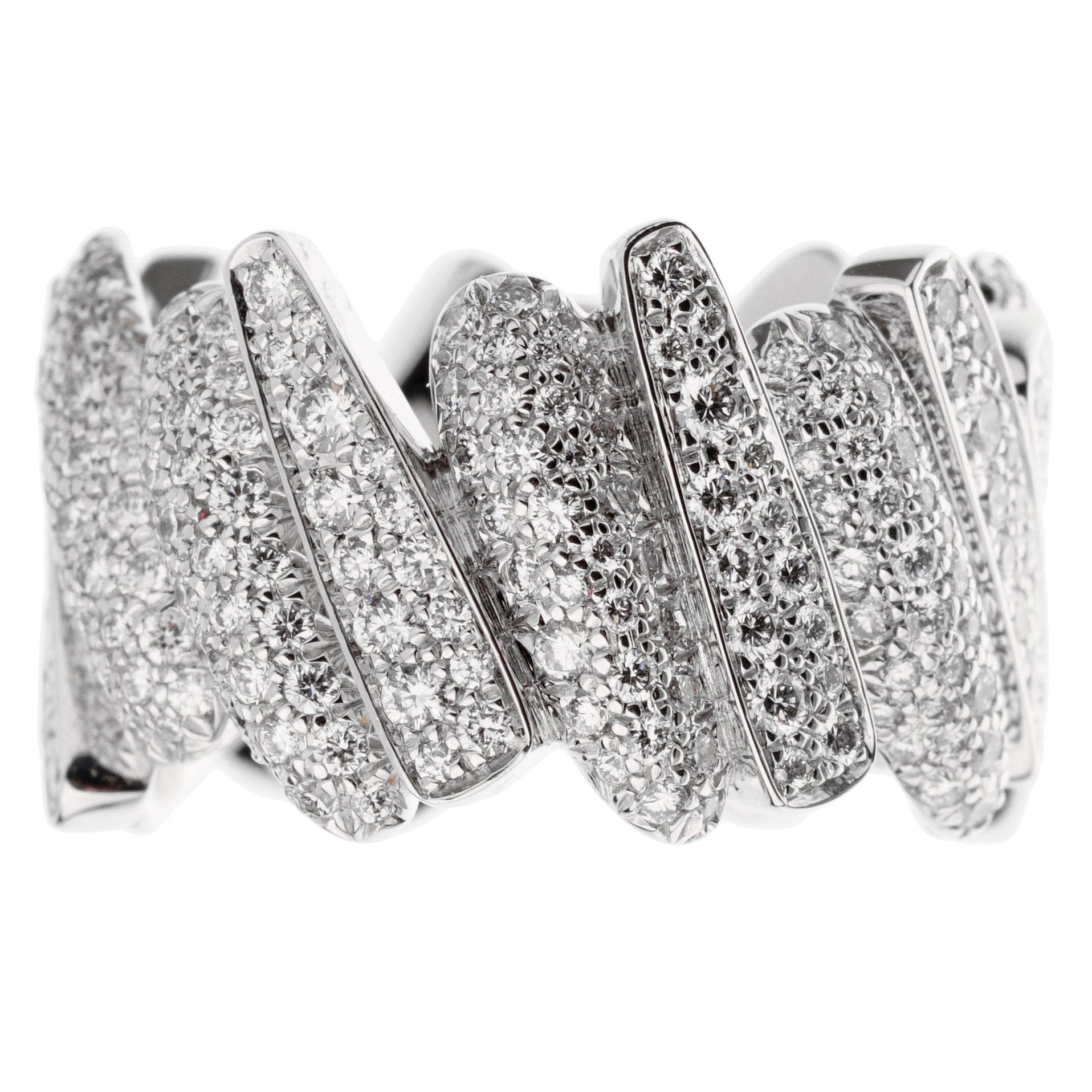 Fred of Paris Pave Diamond Cocktail 18k White Gold Ring Size 7