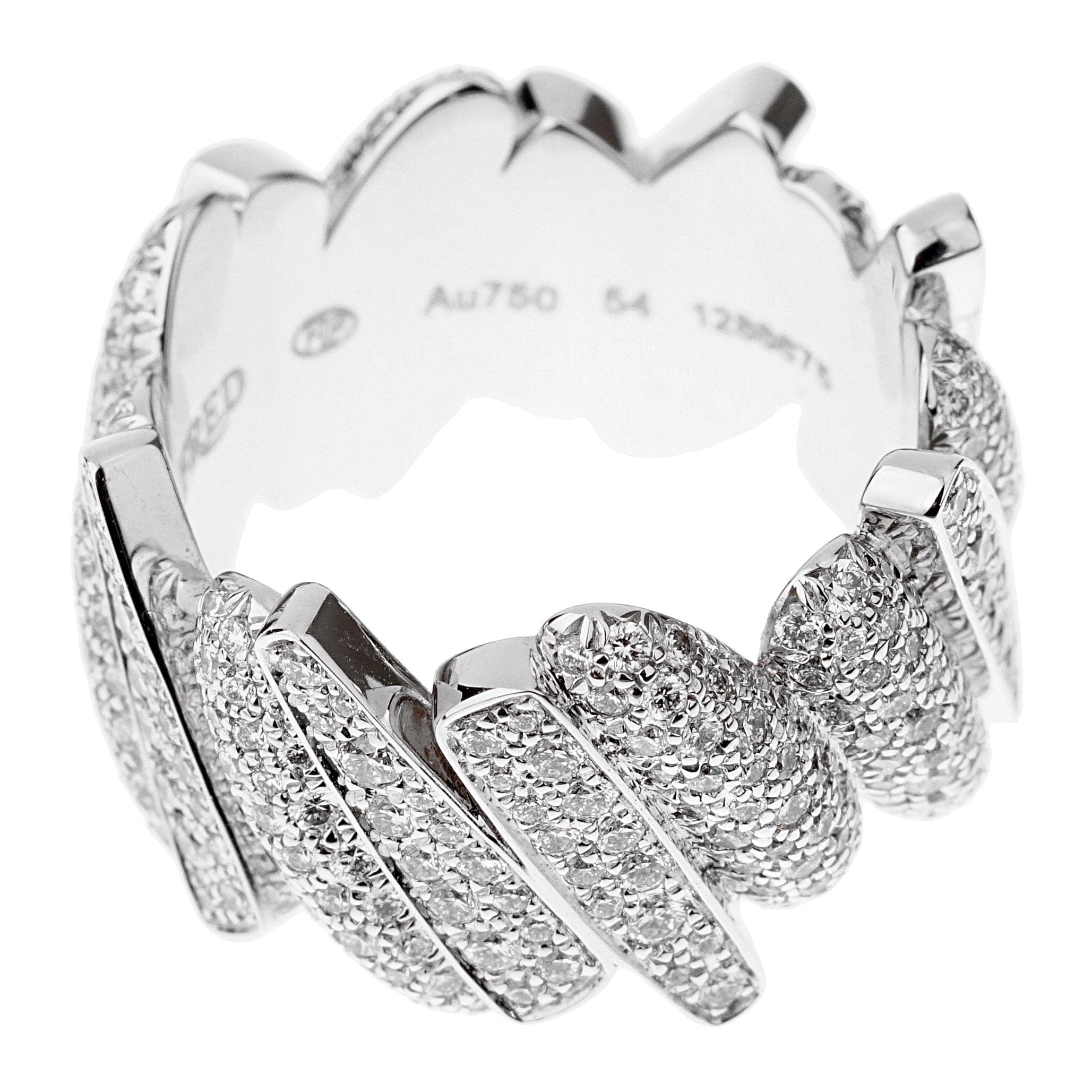 Fred of Paris Pave Diamond Cocktail 18k White Gold Ring Size 7