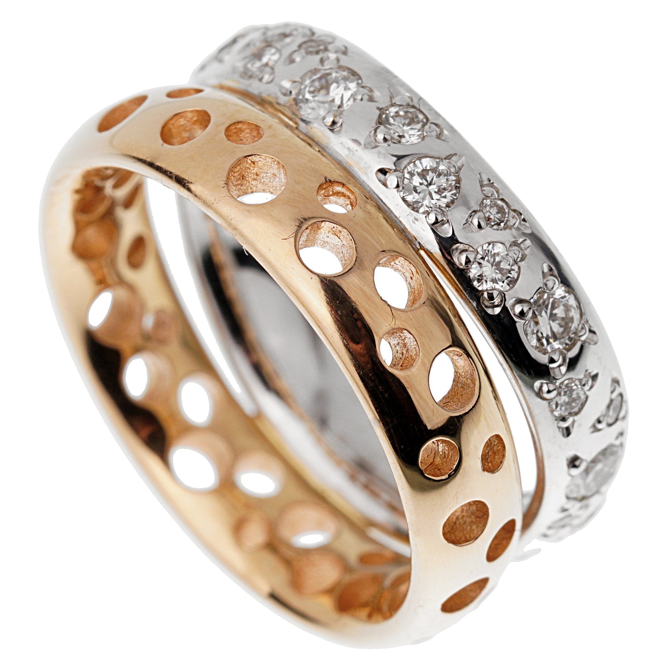 Pomellato 18k Diamond Wave Bubble Rose Gold Band Ring Size 6 1/4