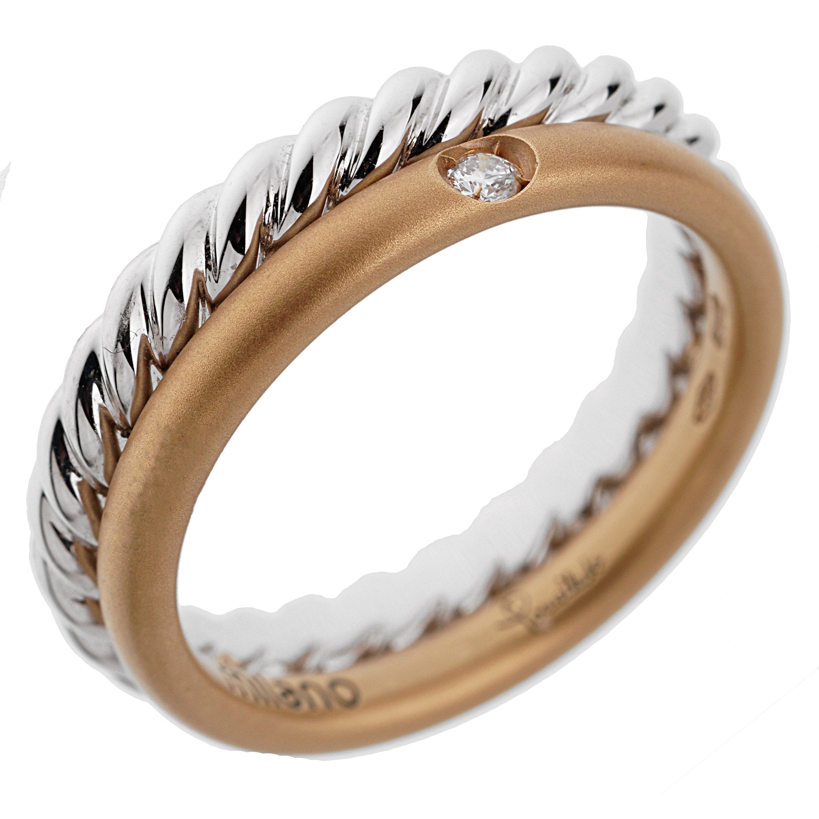 Pomellato 18k Rose White Gold Diamond Stacking Band Ring Sz 6