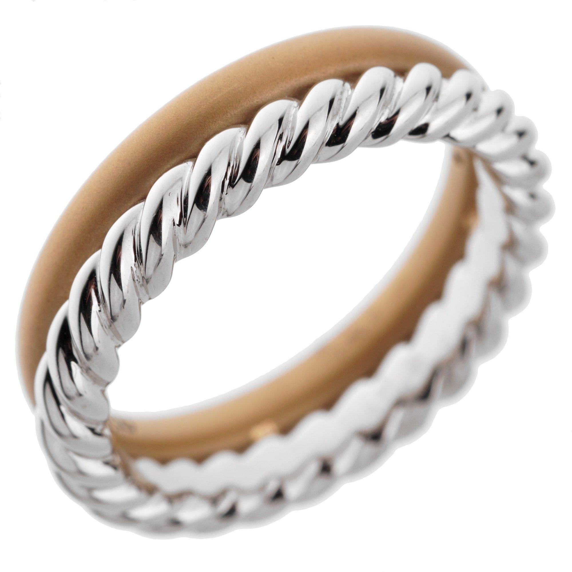 Pomellato 18k Rose White Gold Diamond Stacking Band Ring Sz 6
