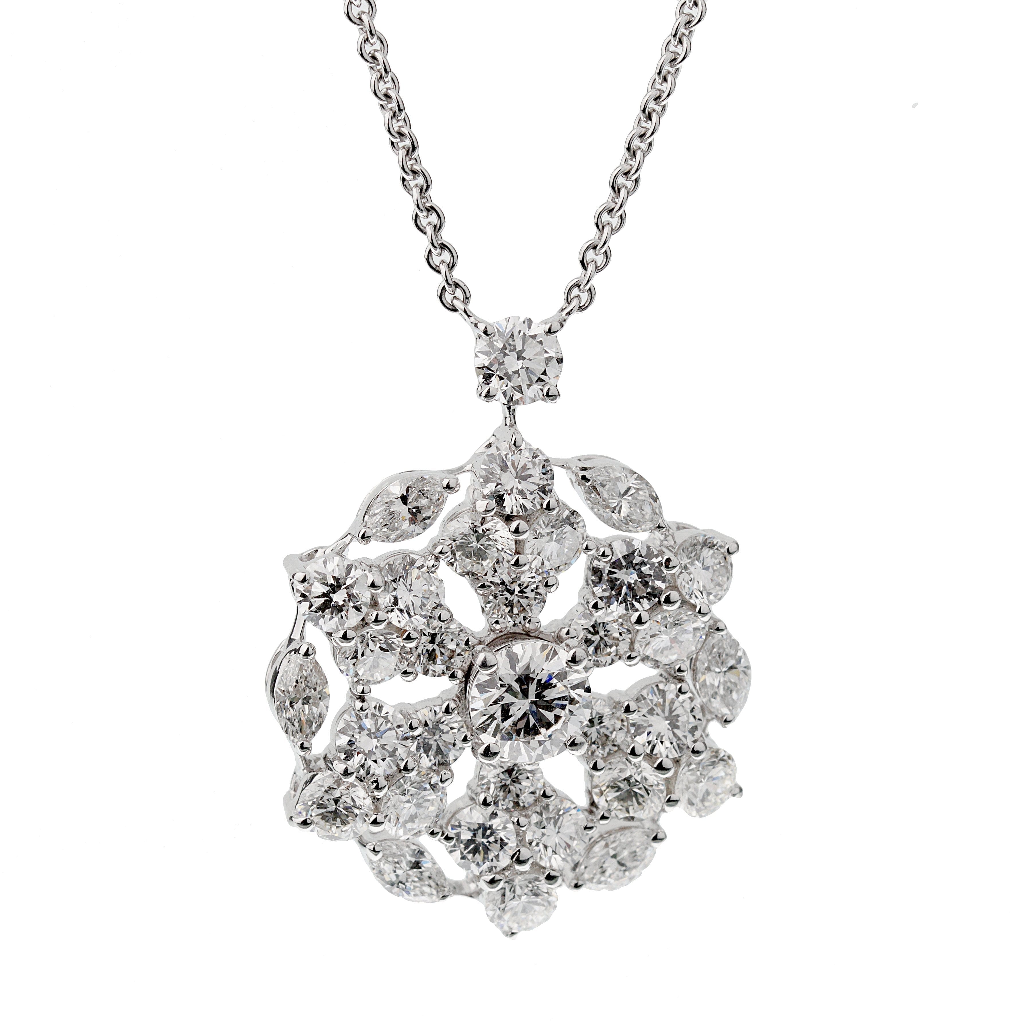 Graff Snowflake 6.67ct Diamond 18k White Gold Necklace