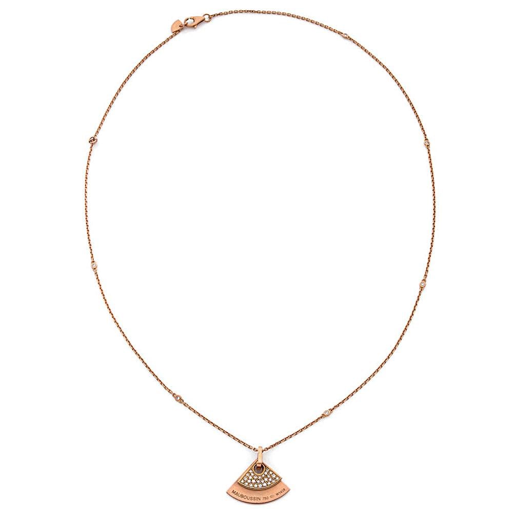 Mauboussin 18k Rose Gold Diamond Fan Pendant Necklace