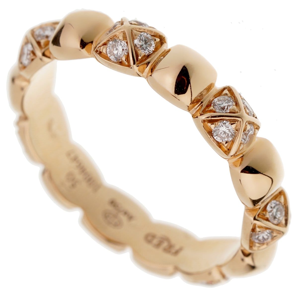Fred of Paris 18k Rose Gold Diamond Pyramid Ring Sz 5