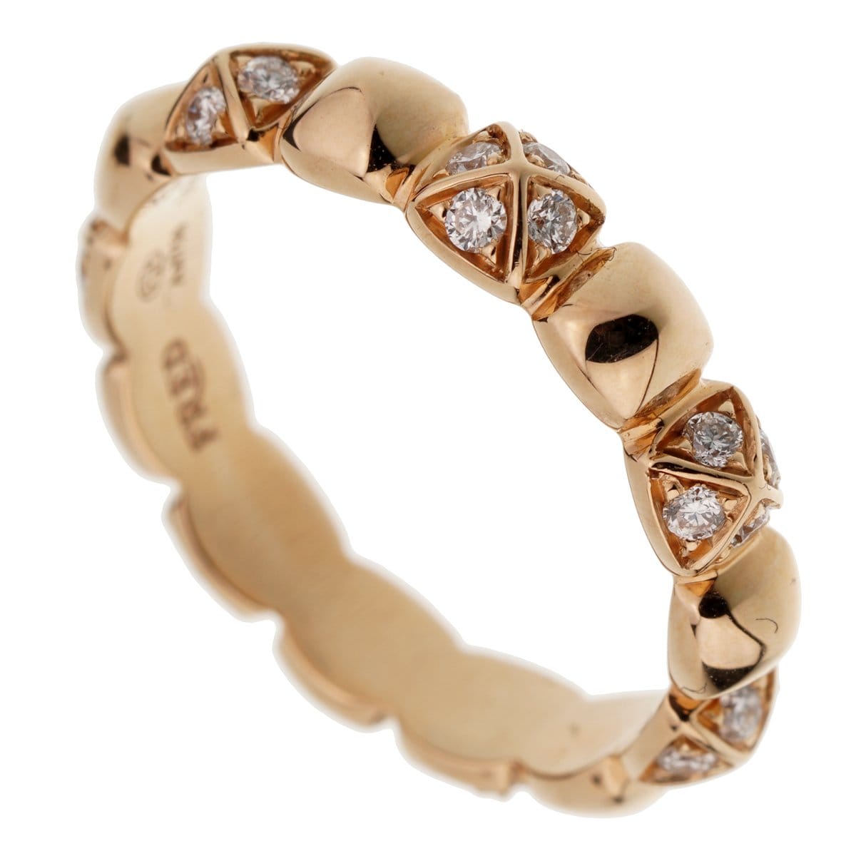 Fred of Paris 18k Rose Gold Diamond Pyramid Ring Sz 5