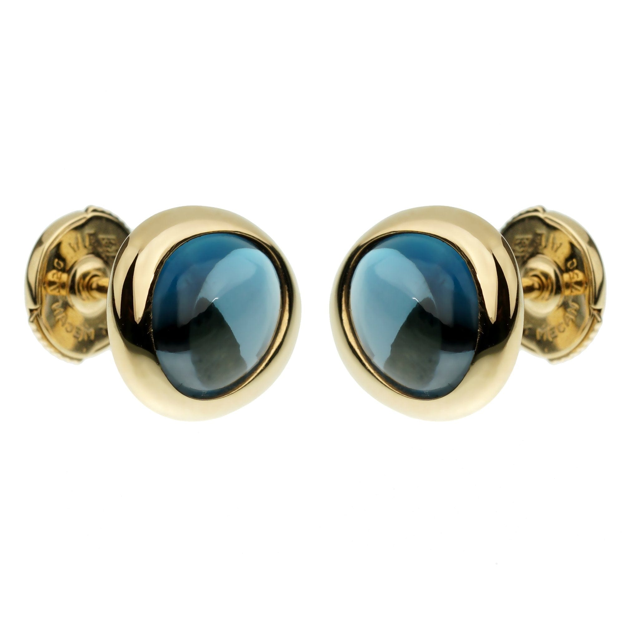 Fred of Paris Blue Topaz 18k Yellow Gold Stud Earrings