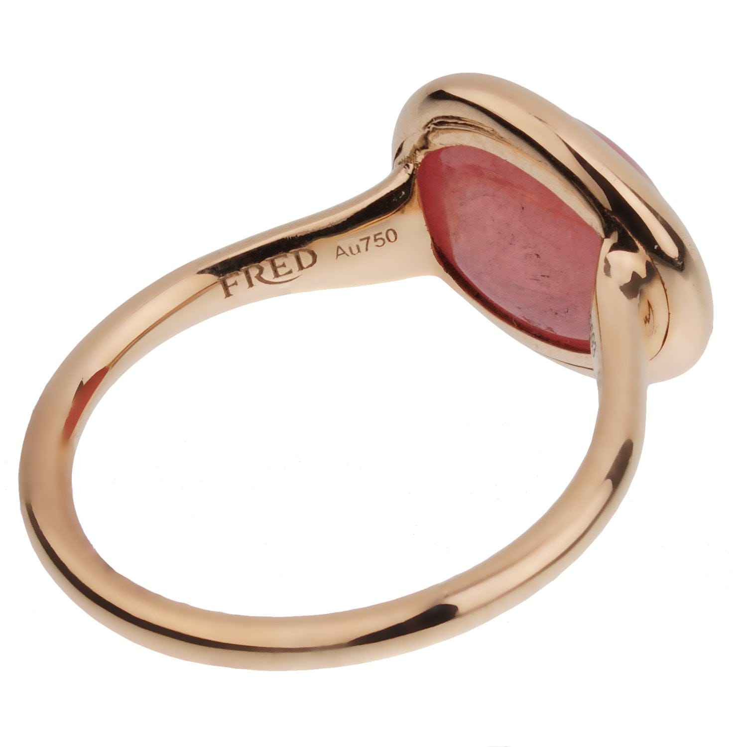 Fred of Paris 3ct Pink Quartz Cabochon 18k Rose Gold Cocktail Ring Sz 5