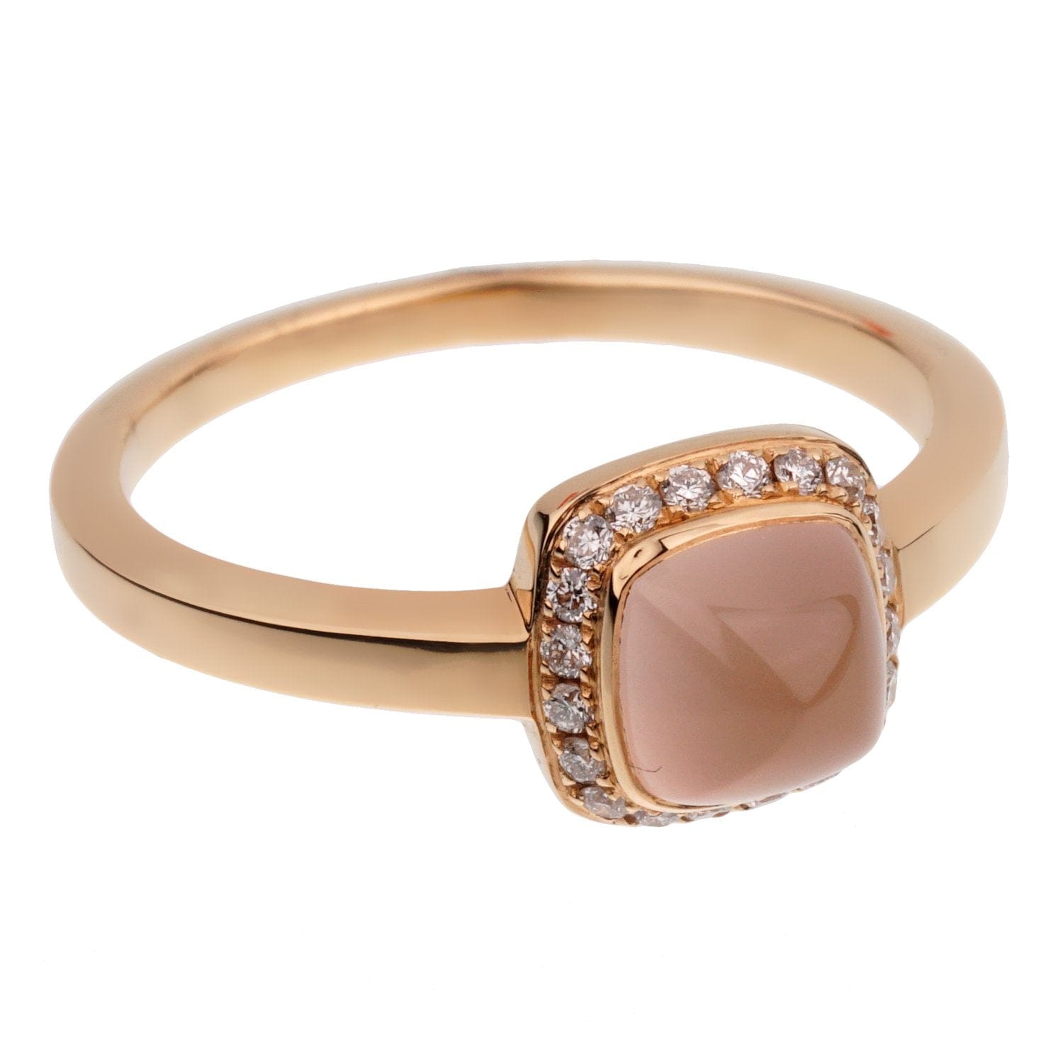 Fred of Paris 18k Sugar Cube Pink Quartz Diamond Ring Size 6 3/4