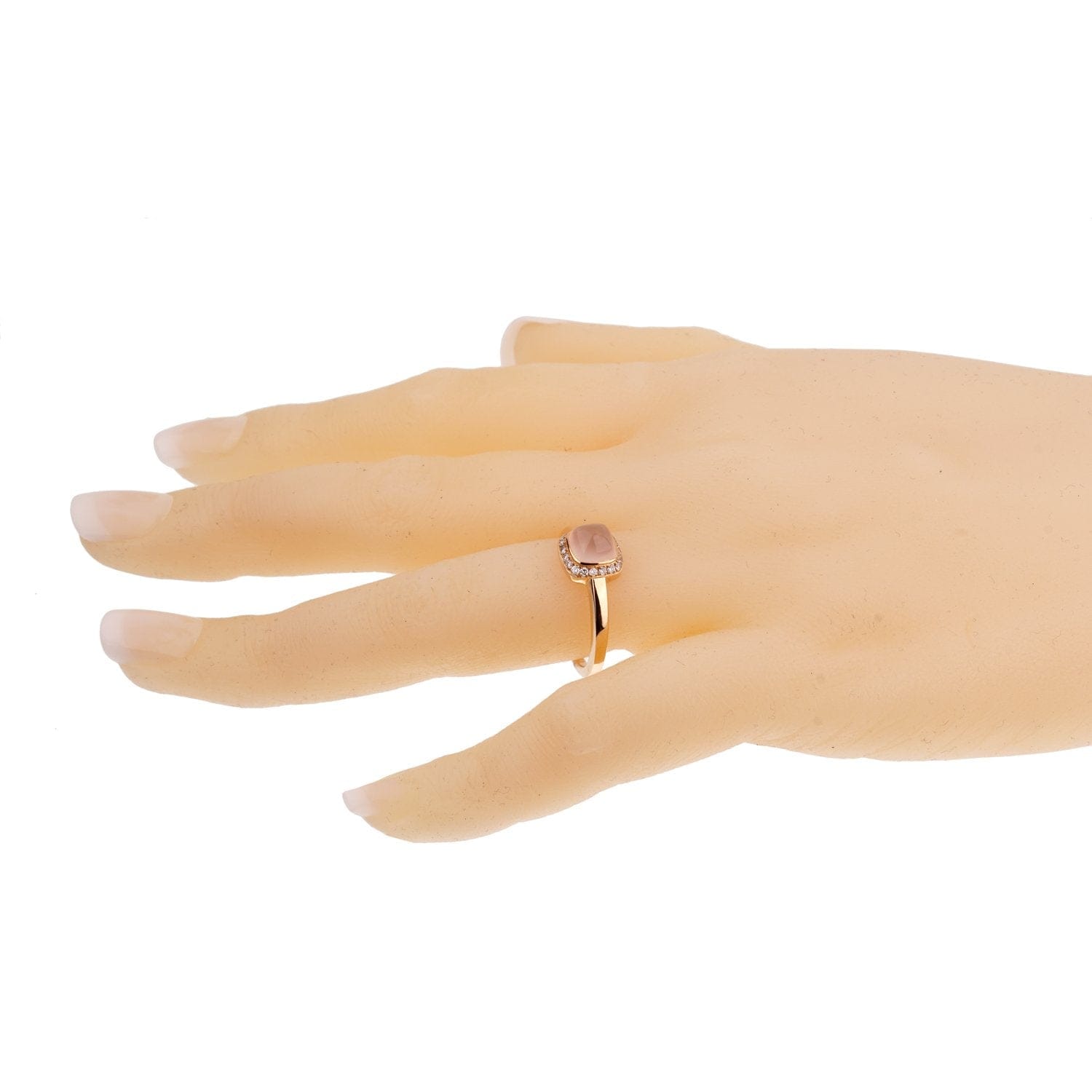 Fred of Paris 18k Sugar Cube Pink Quartz Diamond Ring Size 6 3/4