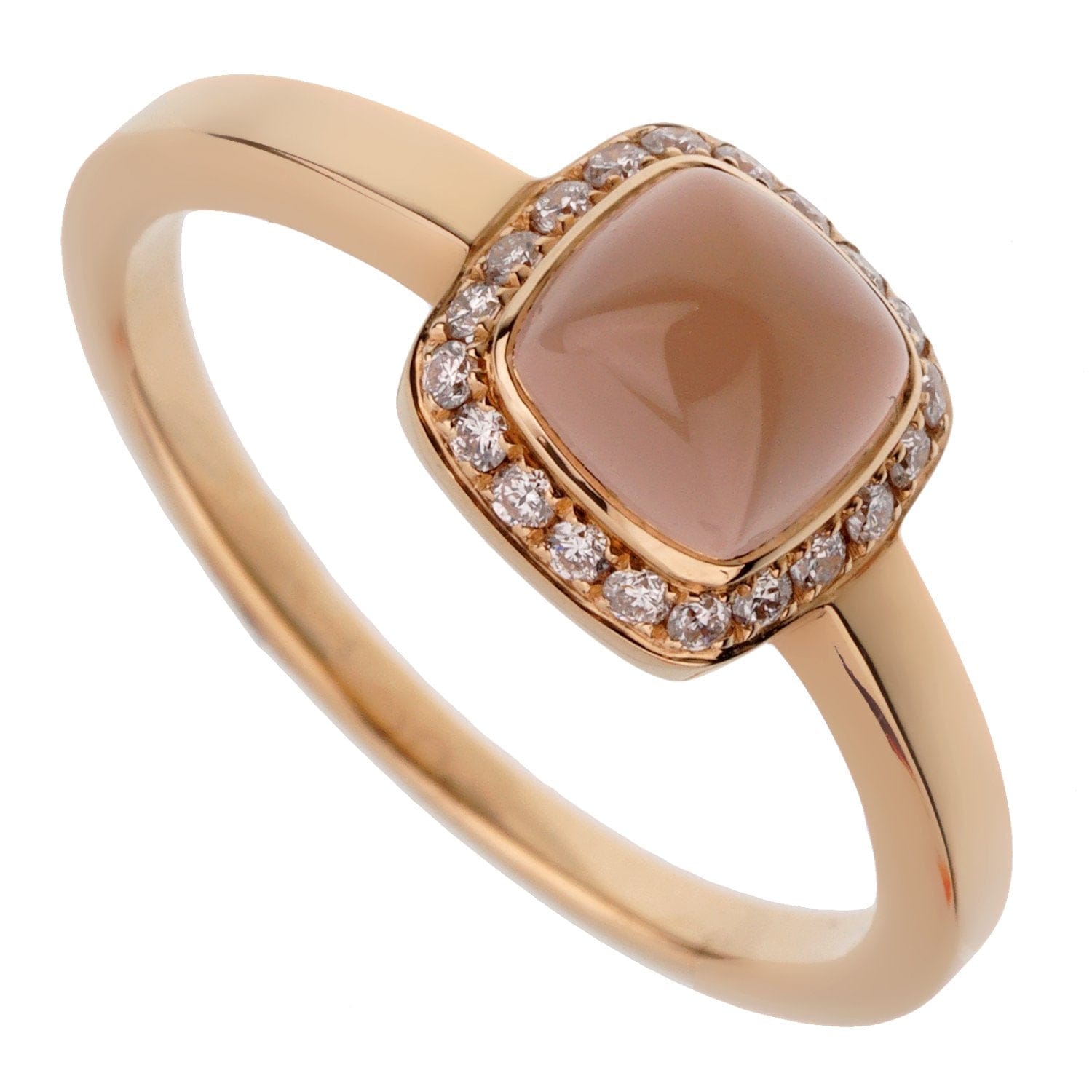 Fred of Paris Sugar Cube Pink Quartz Diamond Ring Size 4 3/4