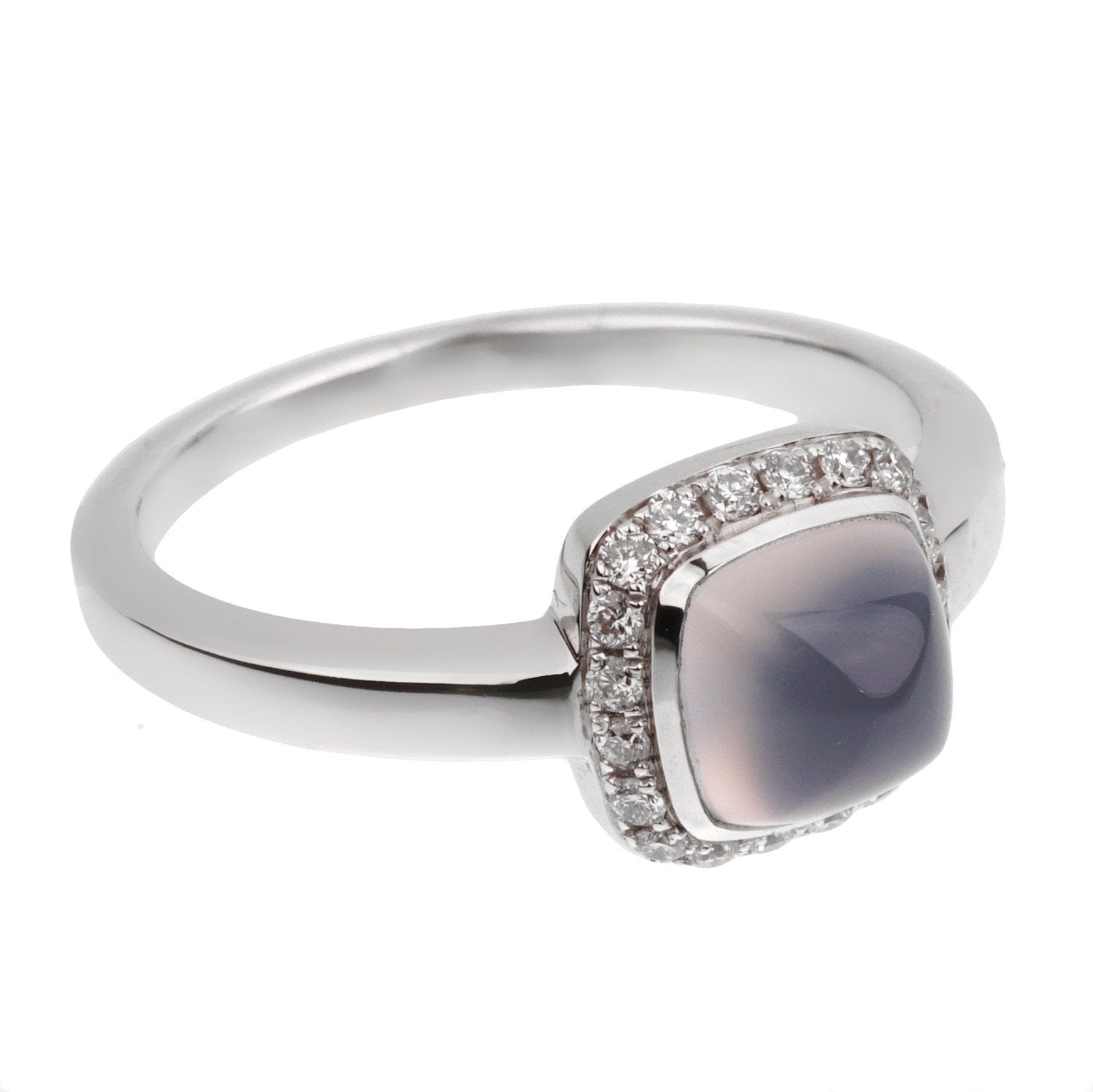 Fred of Paris 18k Sugar Cube Chalcedony Diamond Ring Sz 6 1/4