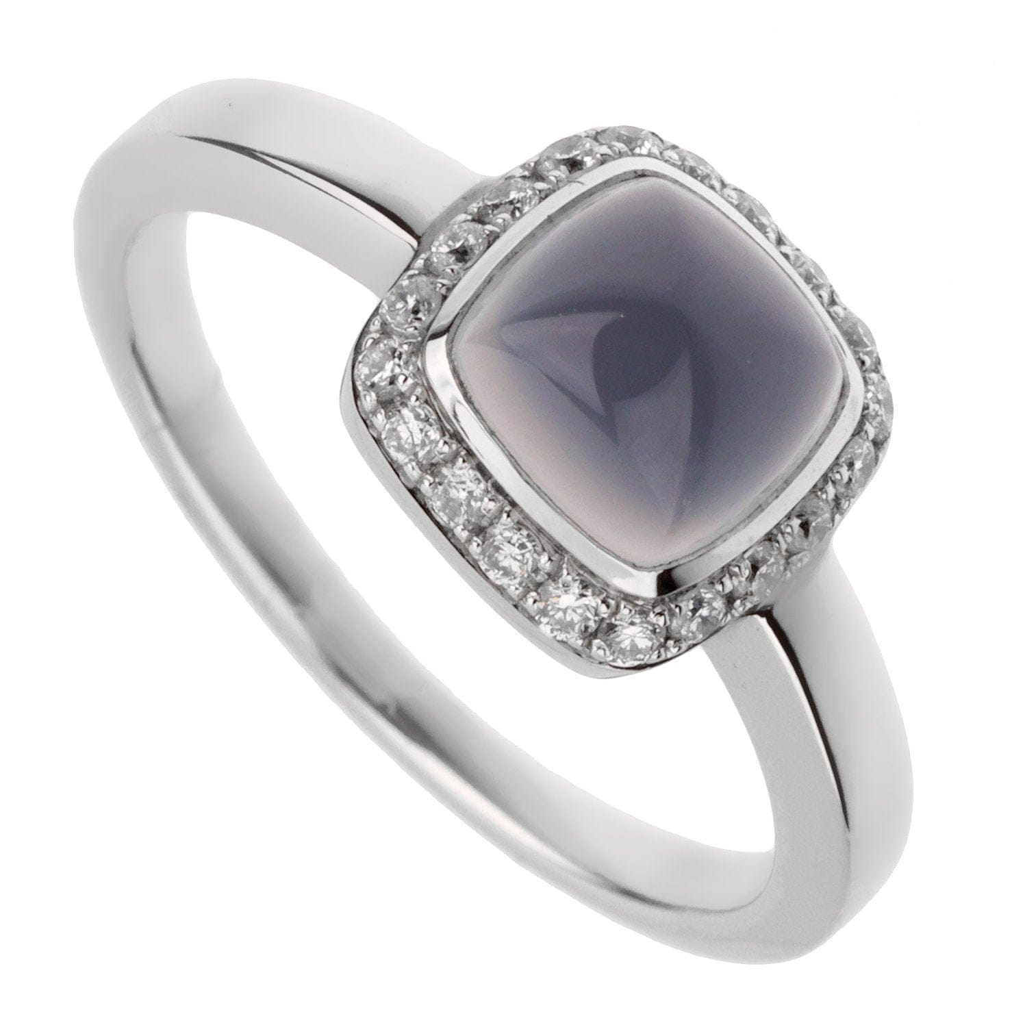 Fred of Paris 18k Sugar Cube Chalcedony Diamond Ring Sz 6 1/4