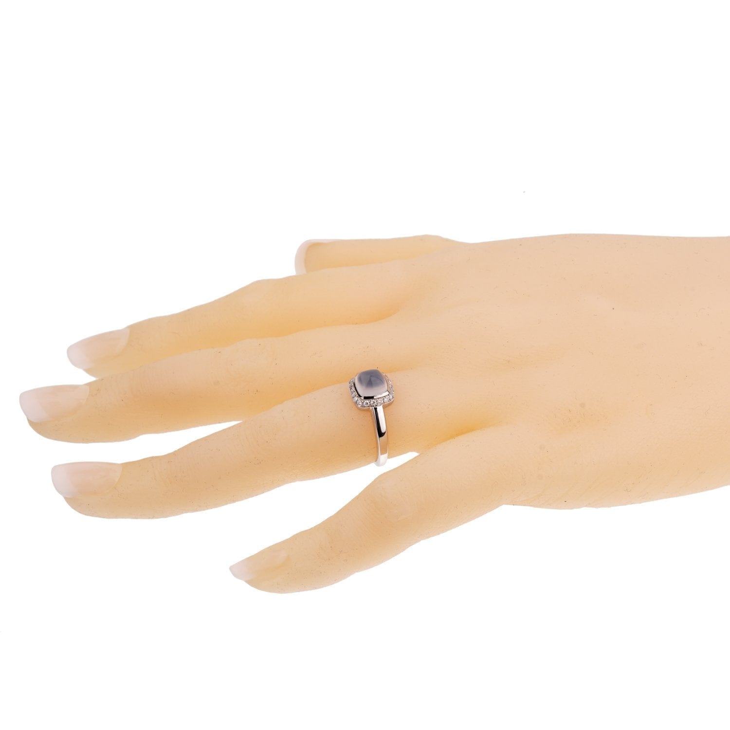 Fred of Paris Sugar Cube Chalcedony 18k White Gold Diamond Ring Sz 5
