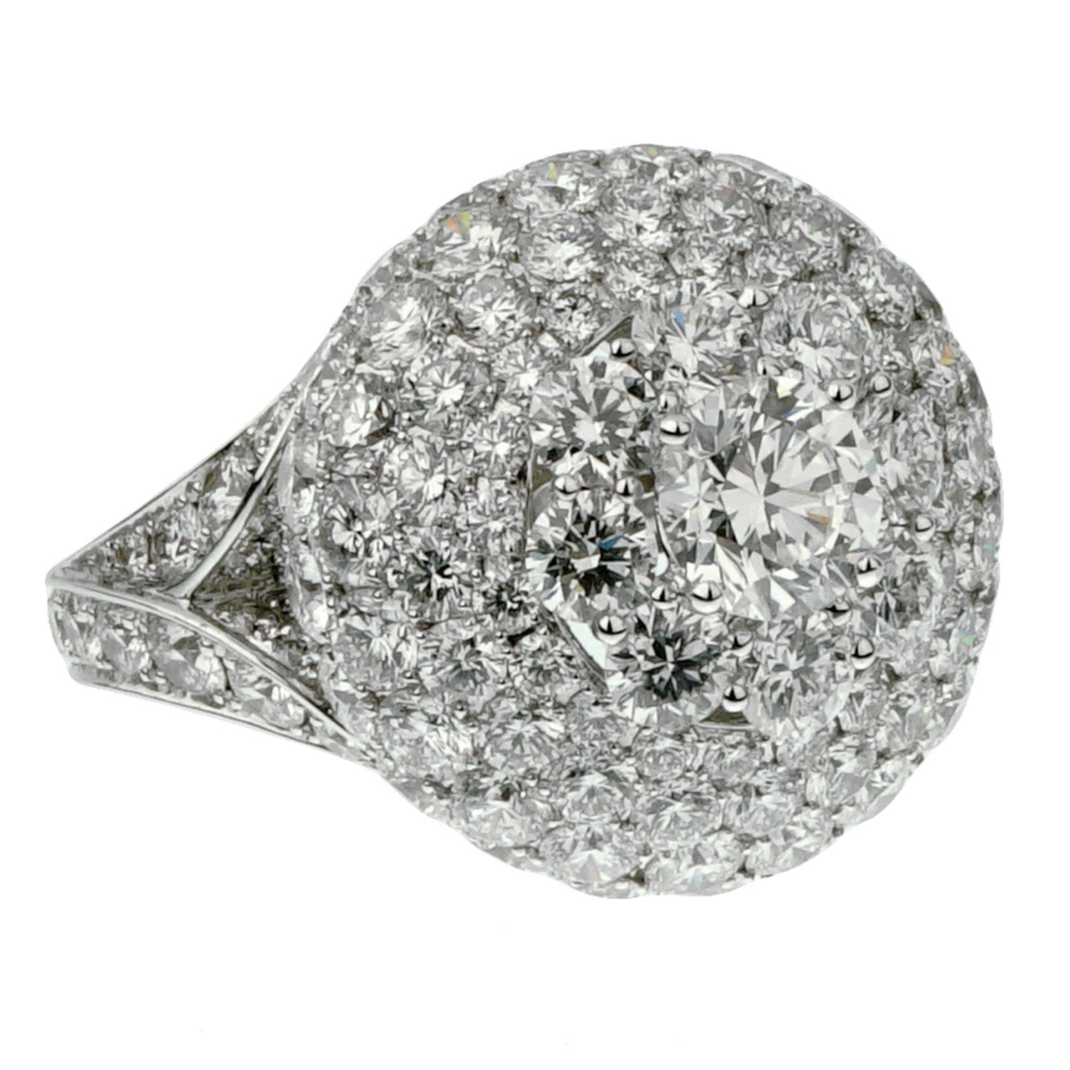 Graff 10.08ct Bombe Diamond 18k White Gold Cocktail Ring Sz 4 3/4