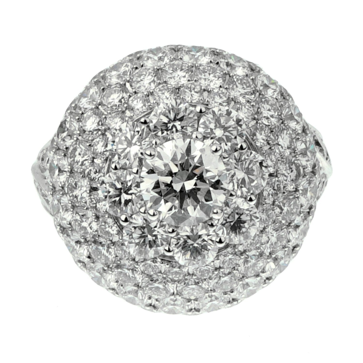 Graff 10.08ct Bombe Diamond 18k White Gold Cocktail Ring Sz 4 3/4
