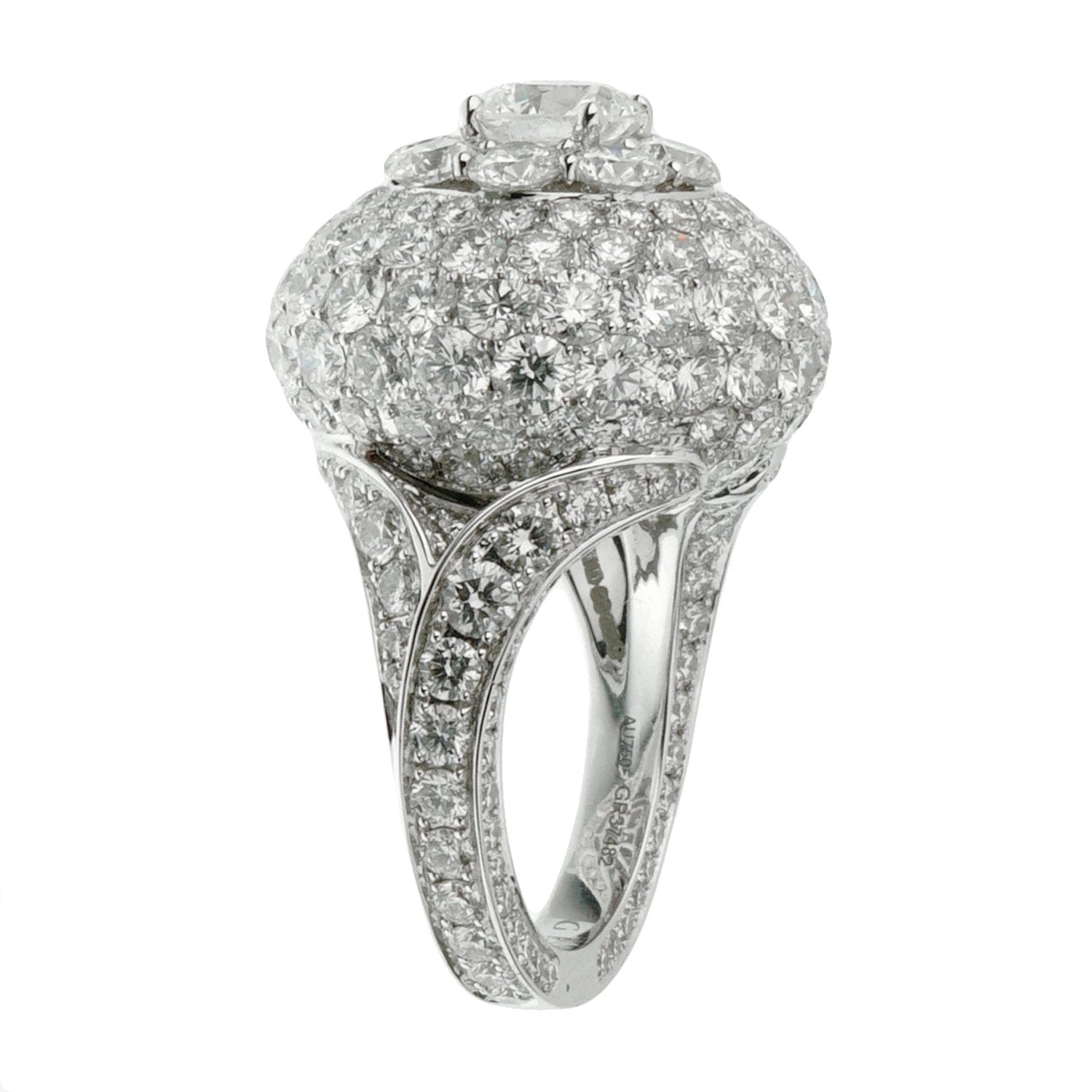 Graff 10.08ct Bombe Diamond 18k White Gold Cocktail Ring Sz 4 3/4