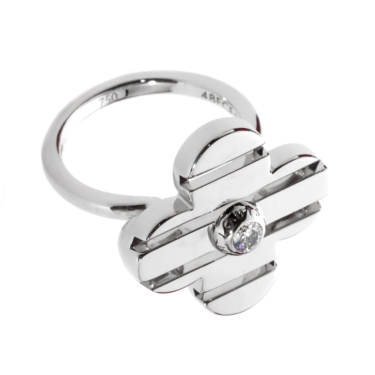 Louis Vuitton Petite Fleur Flower 18k White Gold Diamond Ring