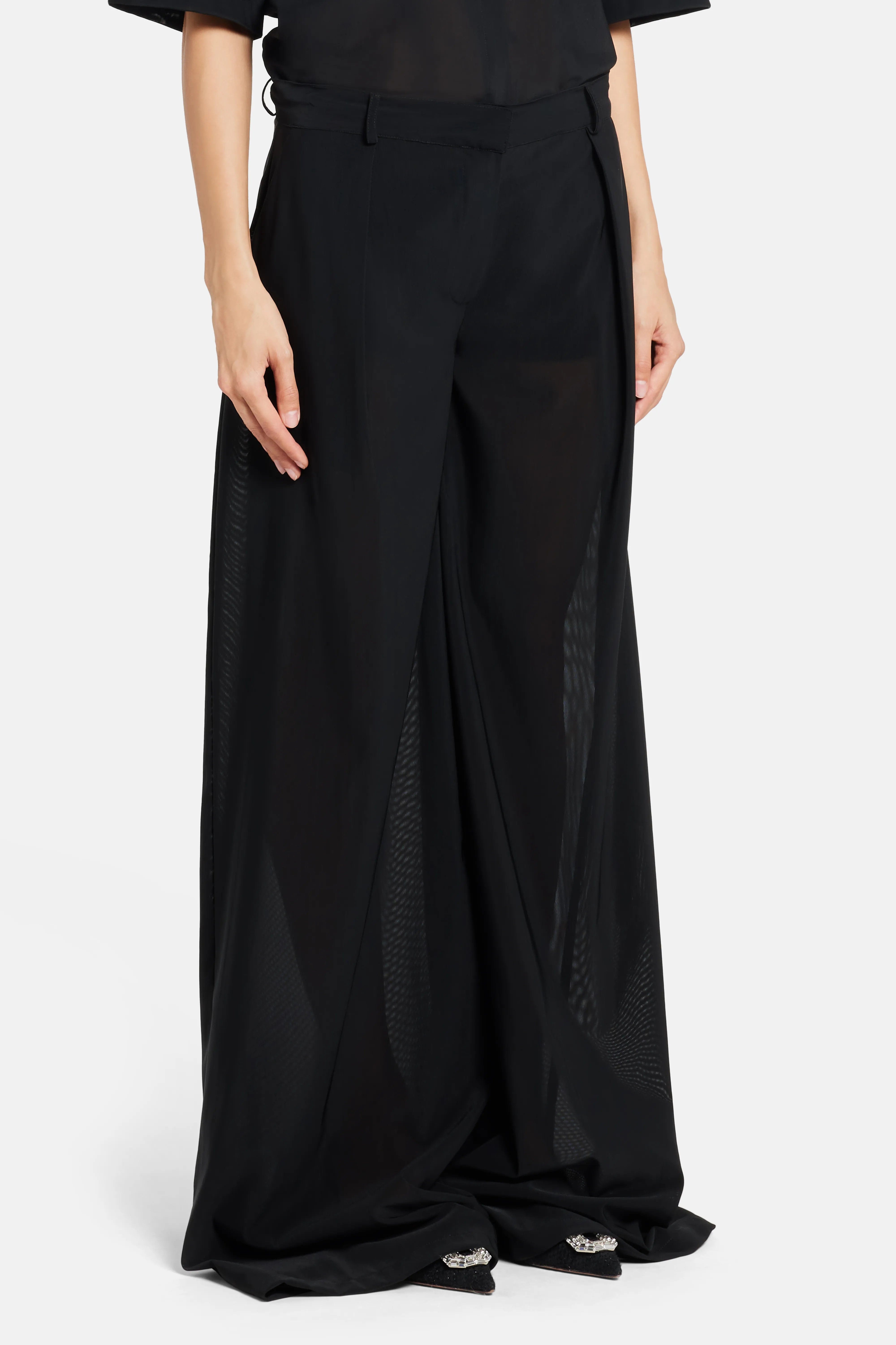 MRS KEEPA Straight Wide Legged Trousers in Black