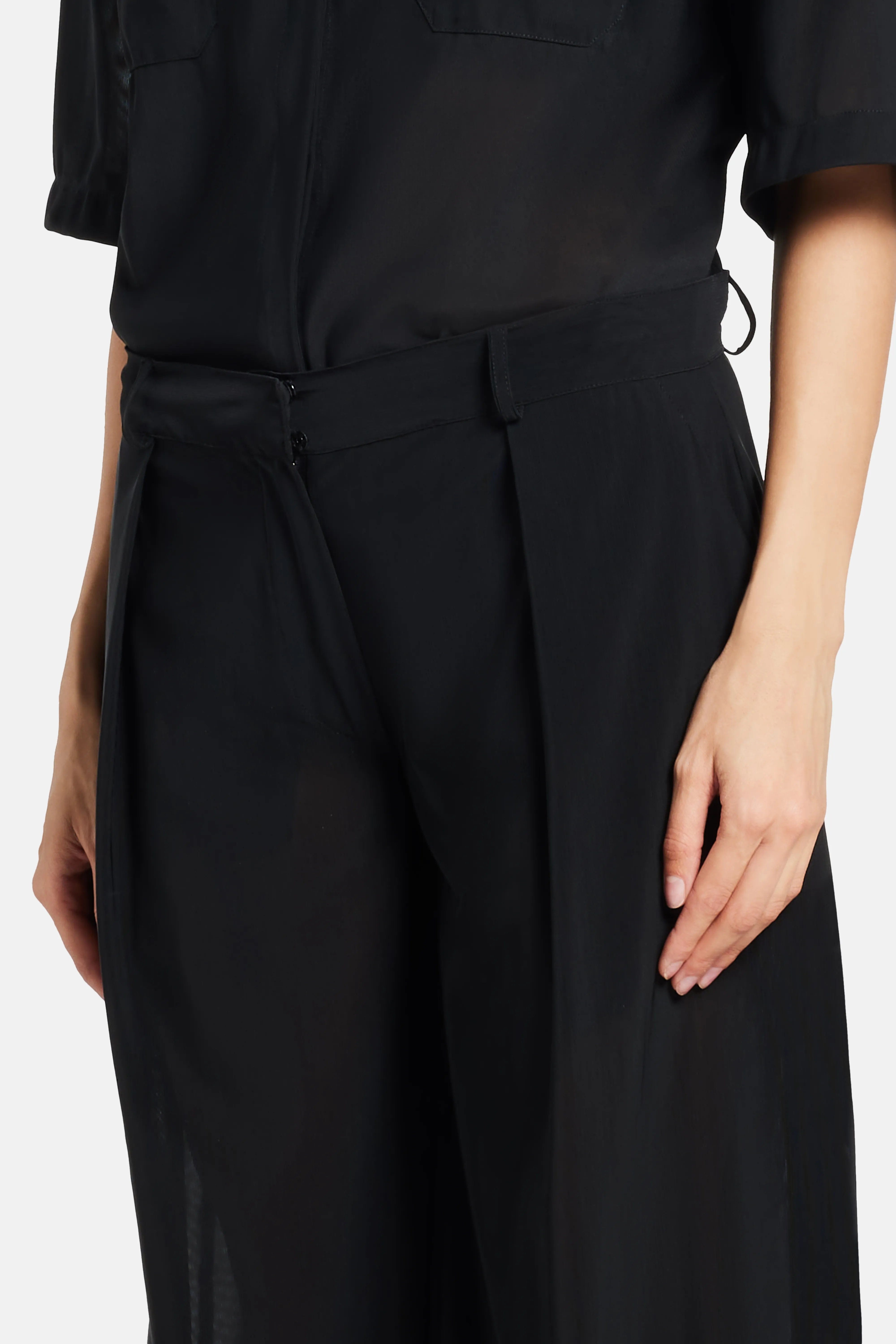 MRS KEEPA Straight Wide Legged Trousers in Black