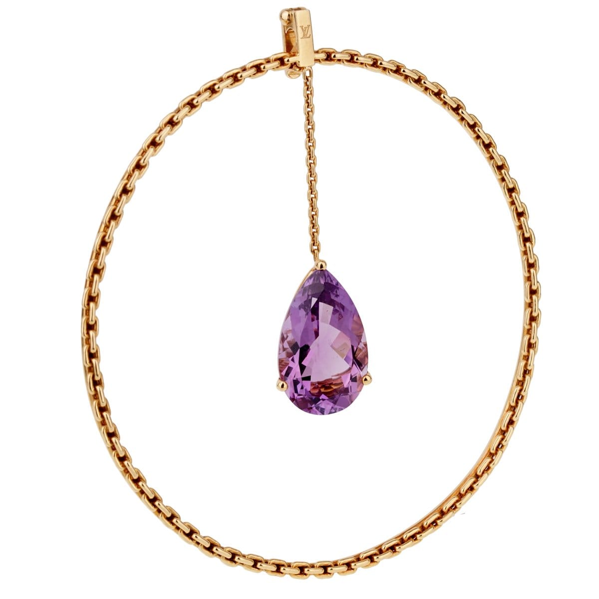 Louis Vuitton 18k Yellow Gold Amethyst Chain Pendant Necklace