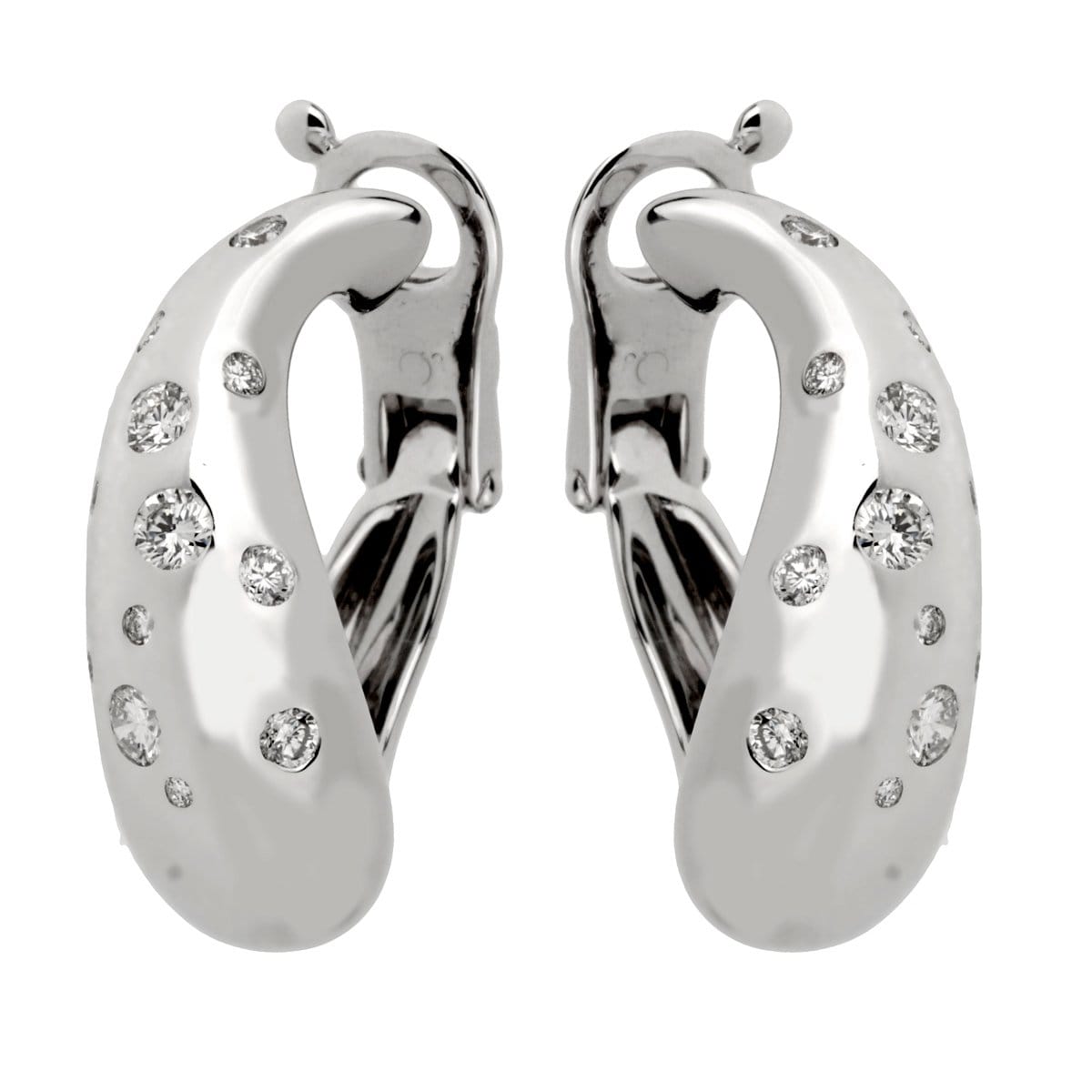Fred of Paris Diamond Hoop 18k White Gold Earrings