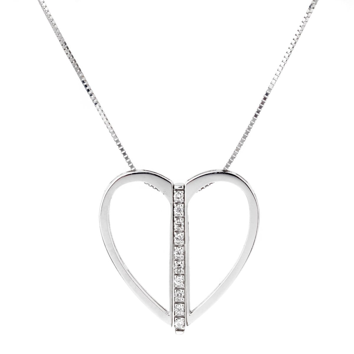 Bliss by Damiani Diamond 18k White Gold Heart Necklace