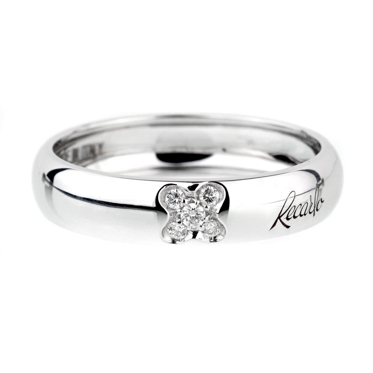 Recarlo Clover Diamond 18k White Gold Band Ring
