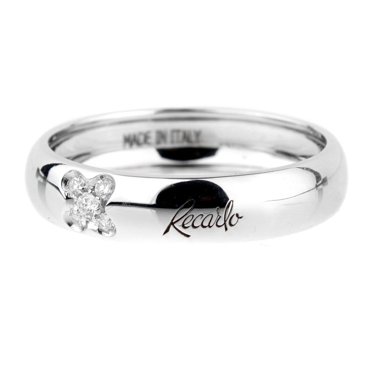 Recarlo Clover Diamond 18k White Gold Band Ring