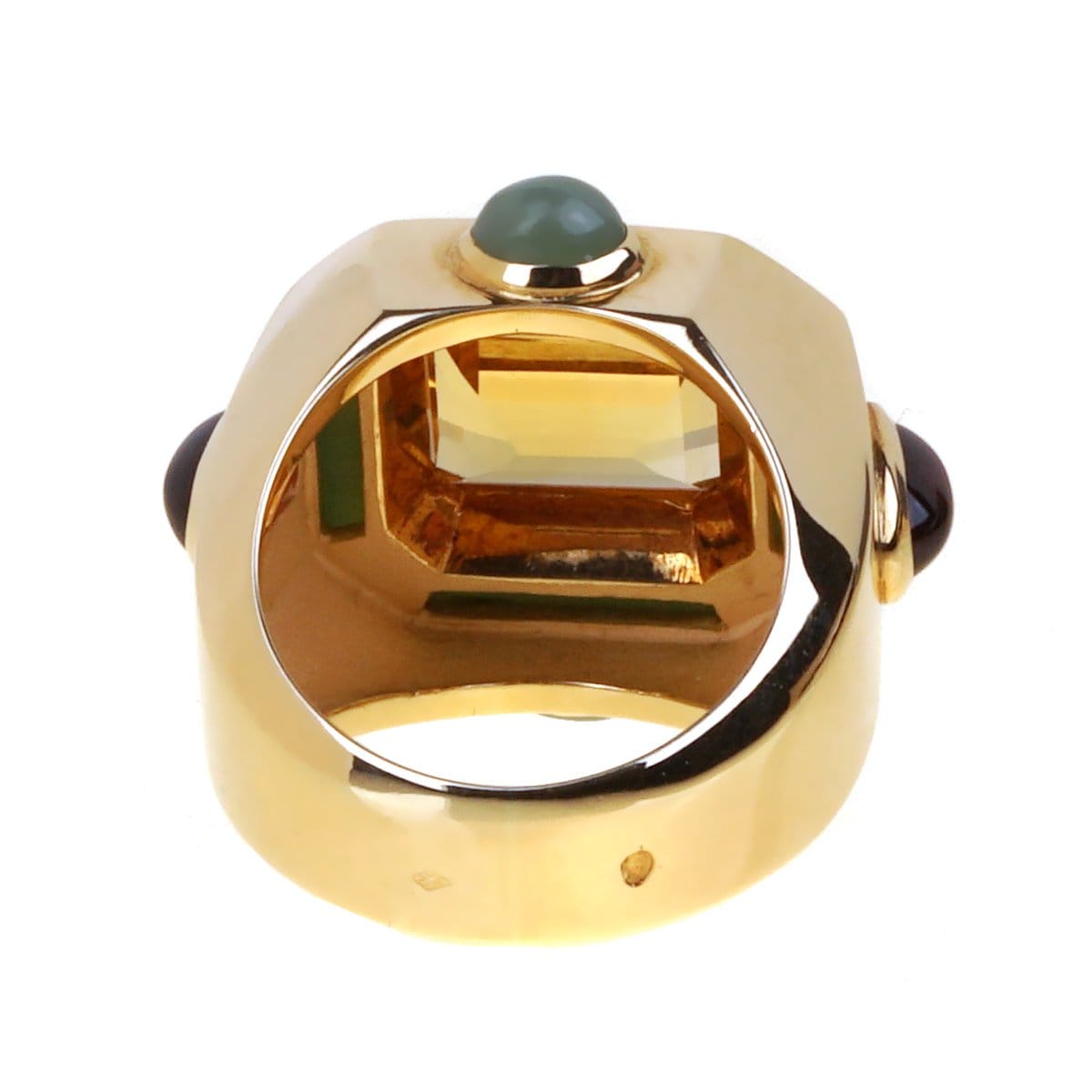 Chanel Vintage Citrine Jade Gold 18k Yellow Gold Cocktail Ring Sz 5 1/2
