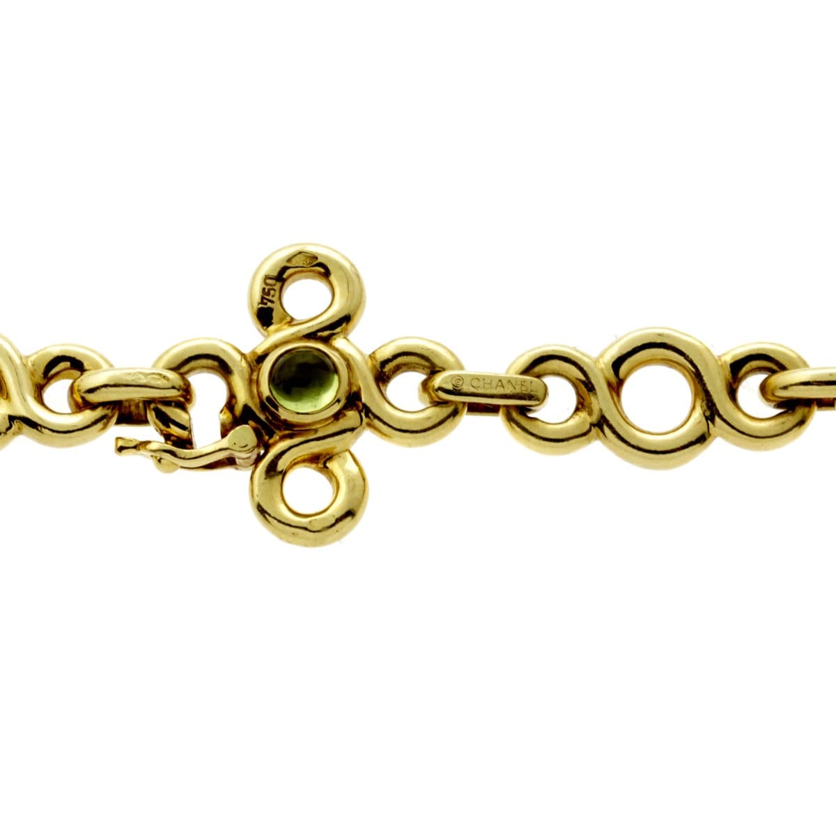 Chanel Gemstone 18k Yellow Gold Vintage Sautoir Chain Necklace