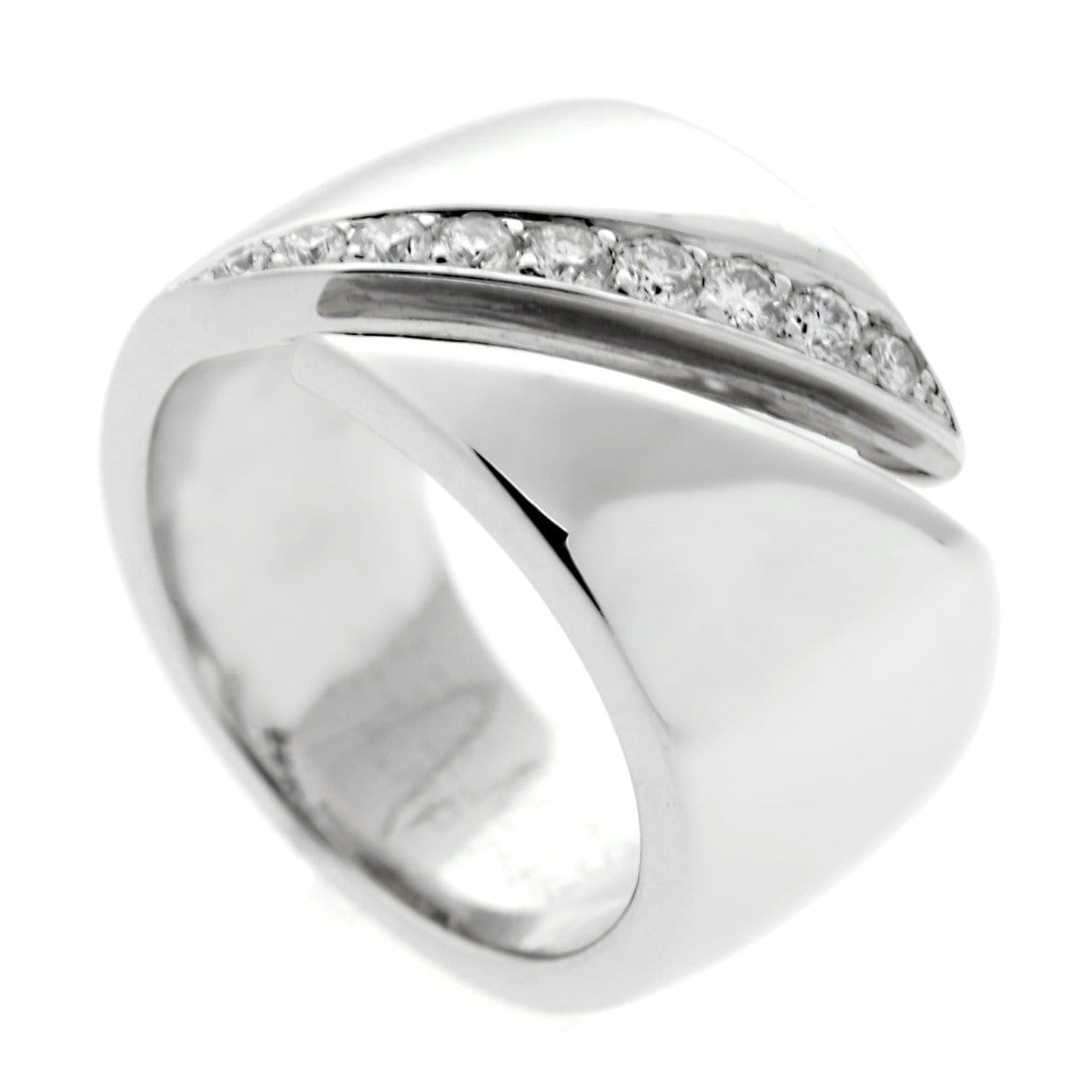 Hermes Vintage Bypass Diamond 18k White Gold Cocktail Ring