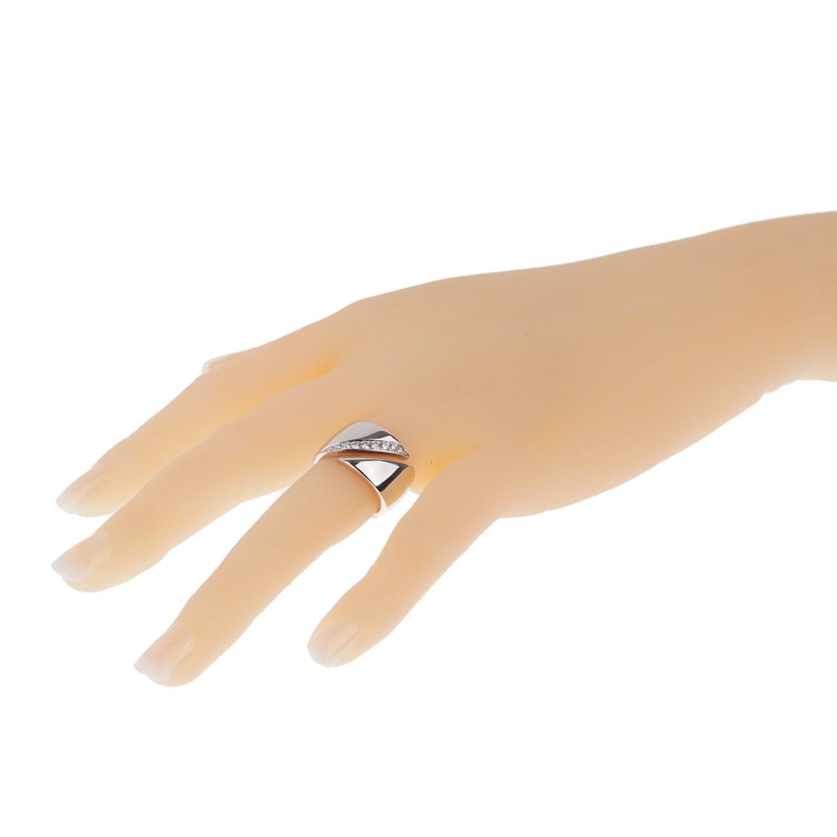 Hermes Vintage Bypass Diamond 18k White Gold Cocktail Ring