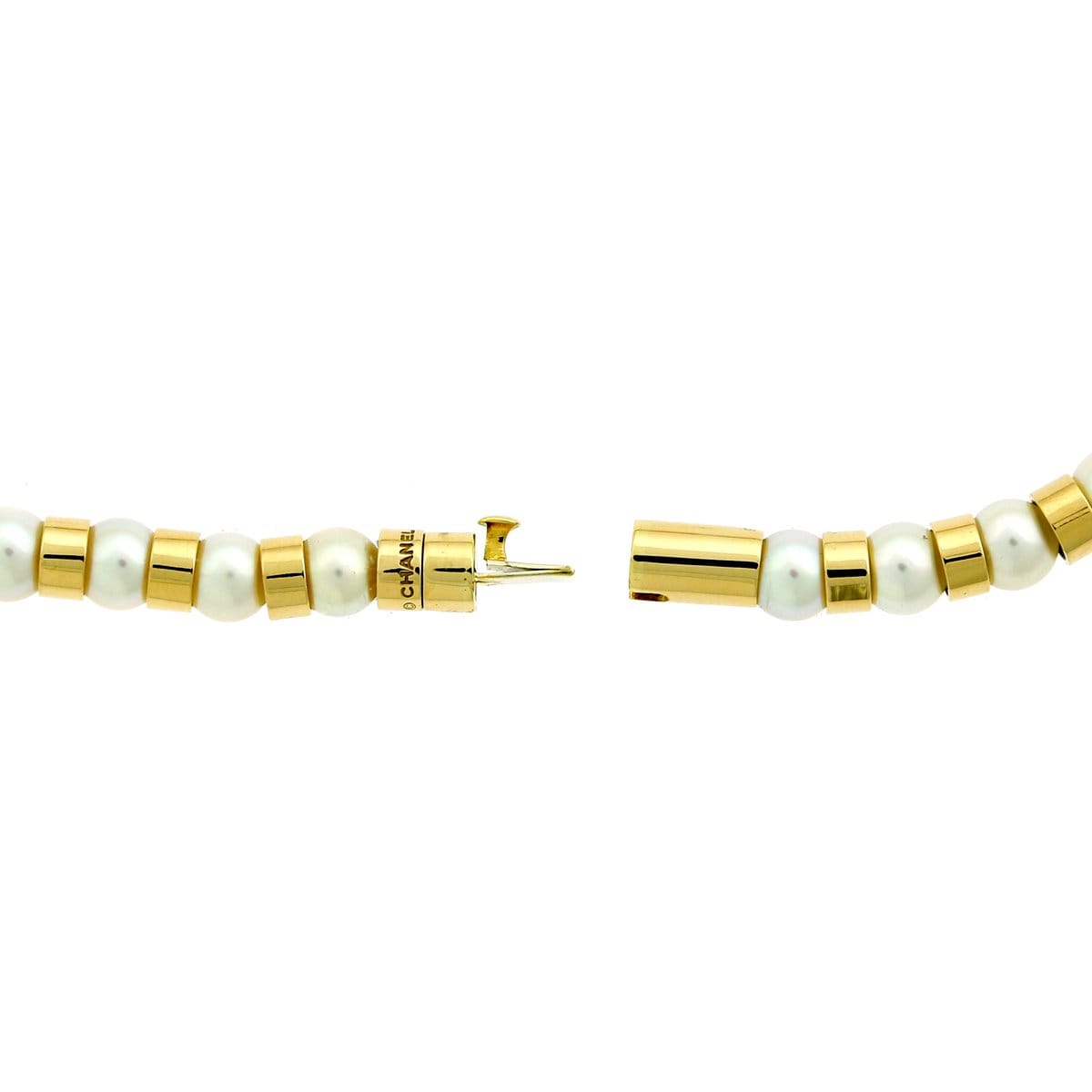 Chanel Vintage 18k Yellow Gold Pearl Beaded Necklace