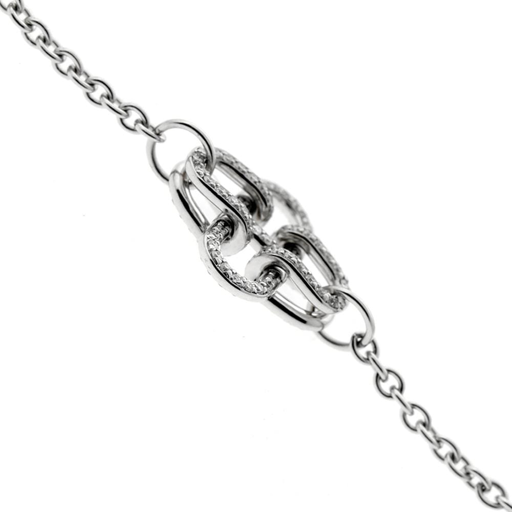 Hermes Rose de Mer Diamond 18k White Gold Chain Link Bracelet