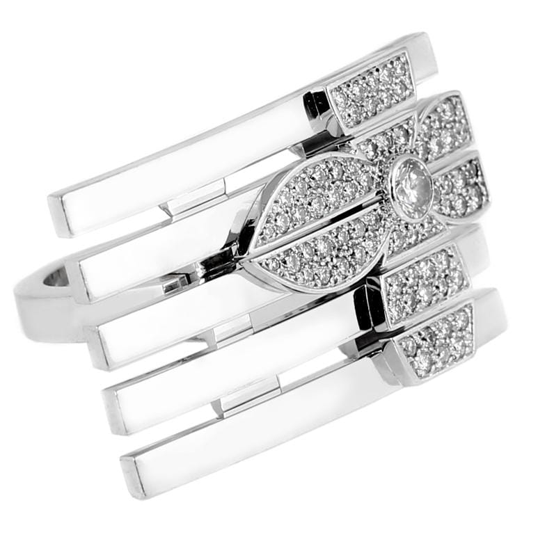 Louis Vuitton Flower Diamond 18k White Gold Cocktail Ring
