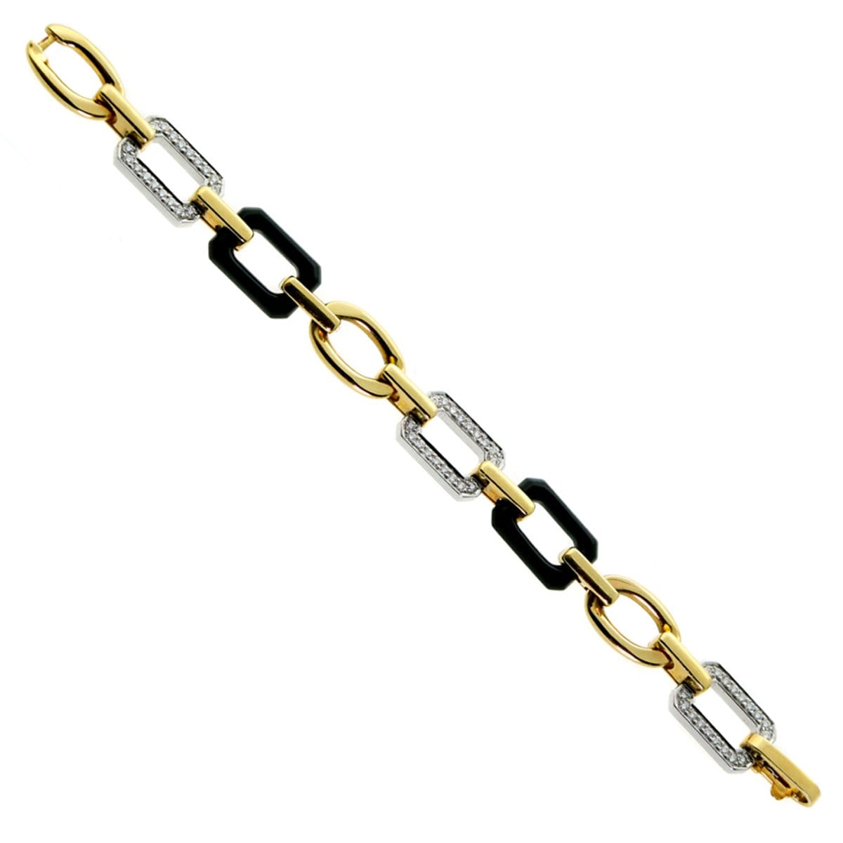 Chanel Premier Vintage Onyx Diamond 18k Yellow Gold Chain Bracelet