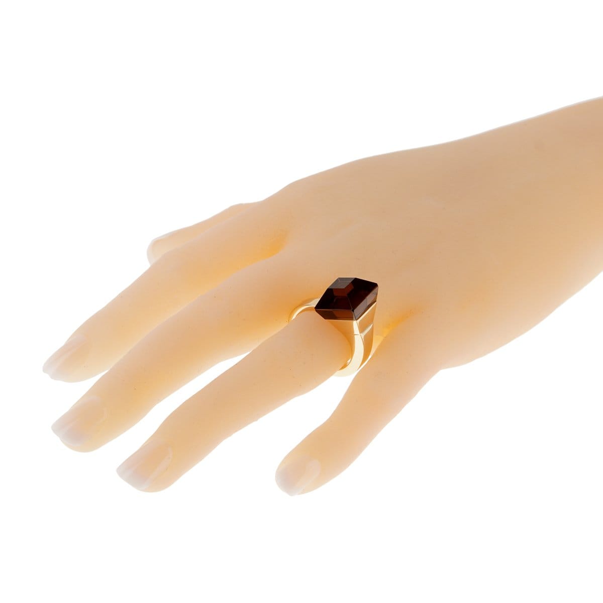 Gucci Chiodo Smokey Quartz 18k Yellow Gold Cocktail Ring