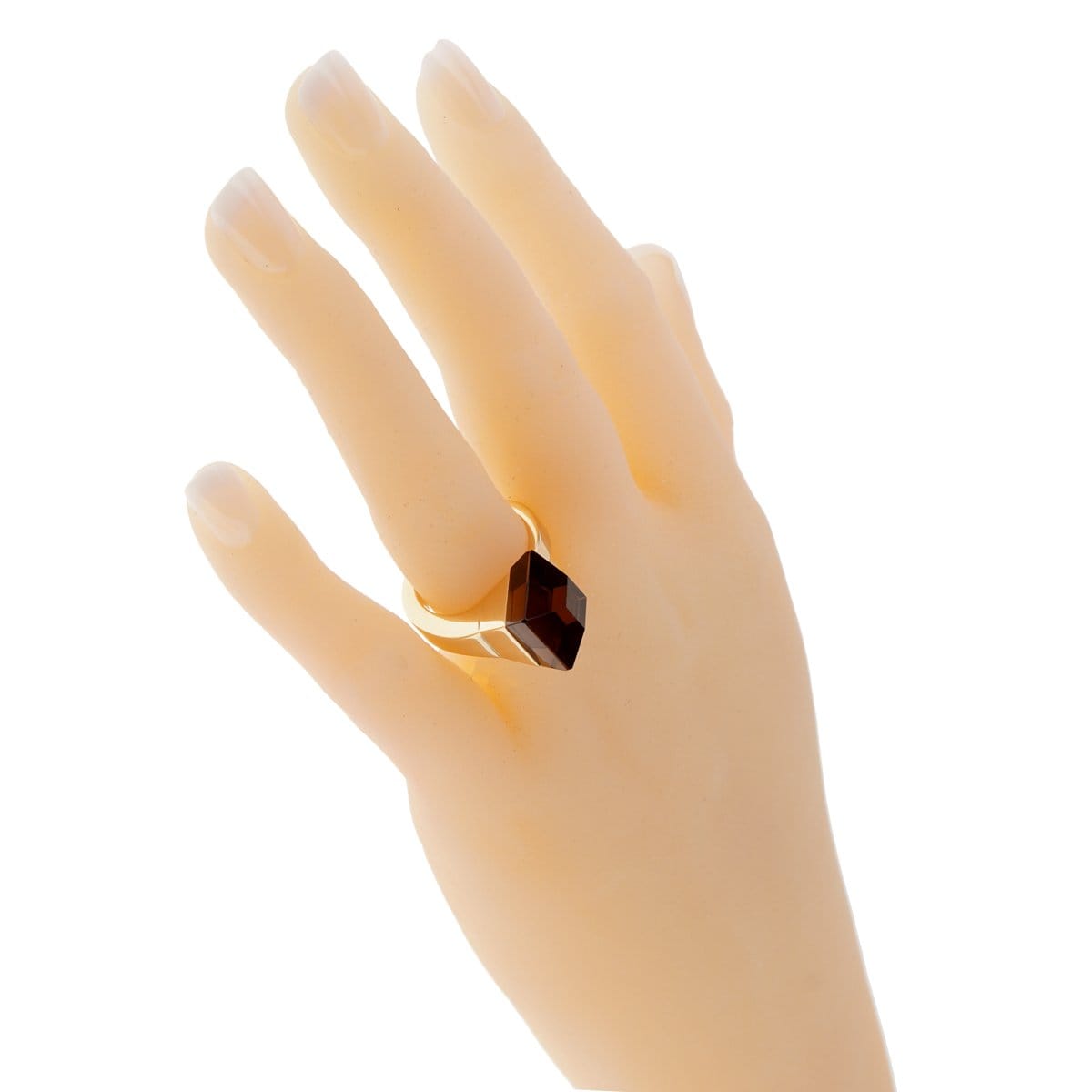 Gucci Chiodo Smokey Quartz 18k Yellow Gold Cocktail Ring