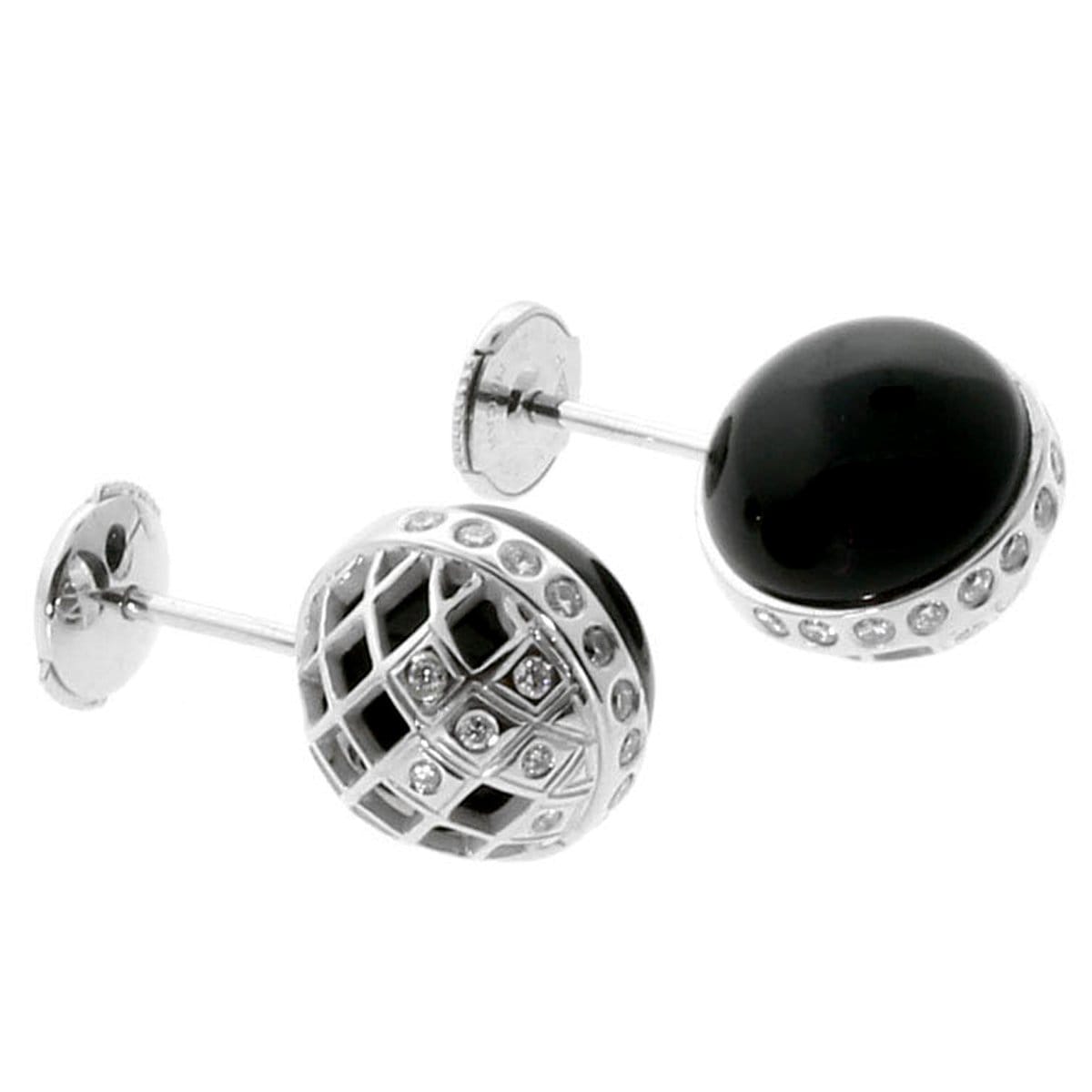 Carrera y Carrera Celosia Onyx Diamond 18k White Gold Stud Earrings