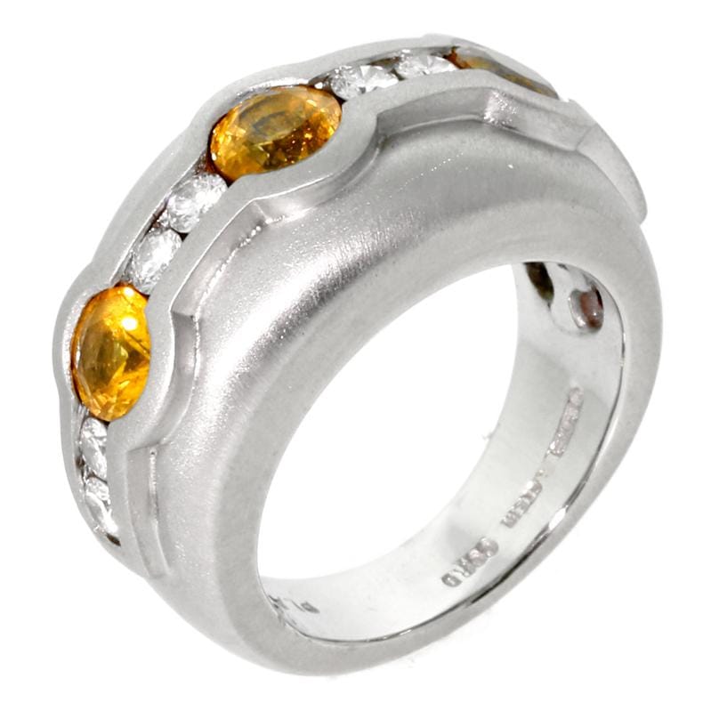 Kieselstein Cord Barry Kieselstein Cord Diamond Yellow Sapphire Platinum Ring