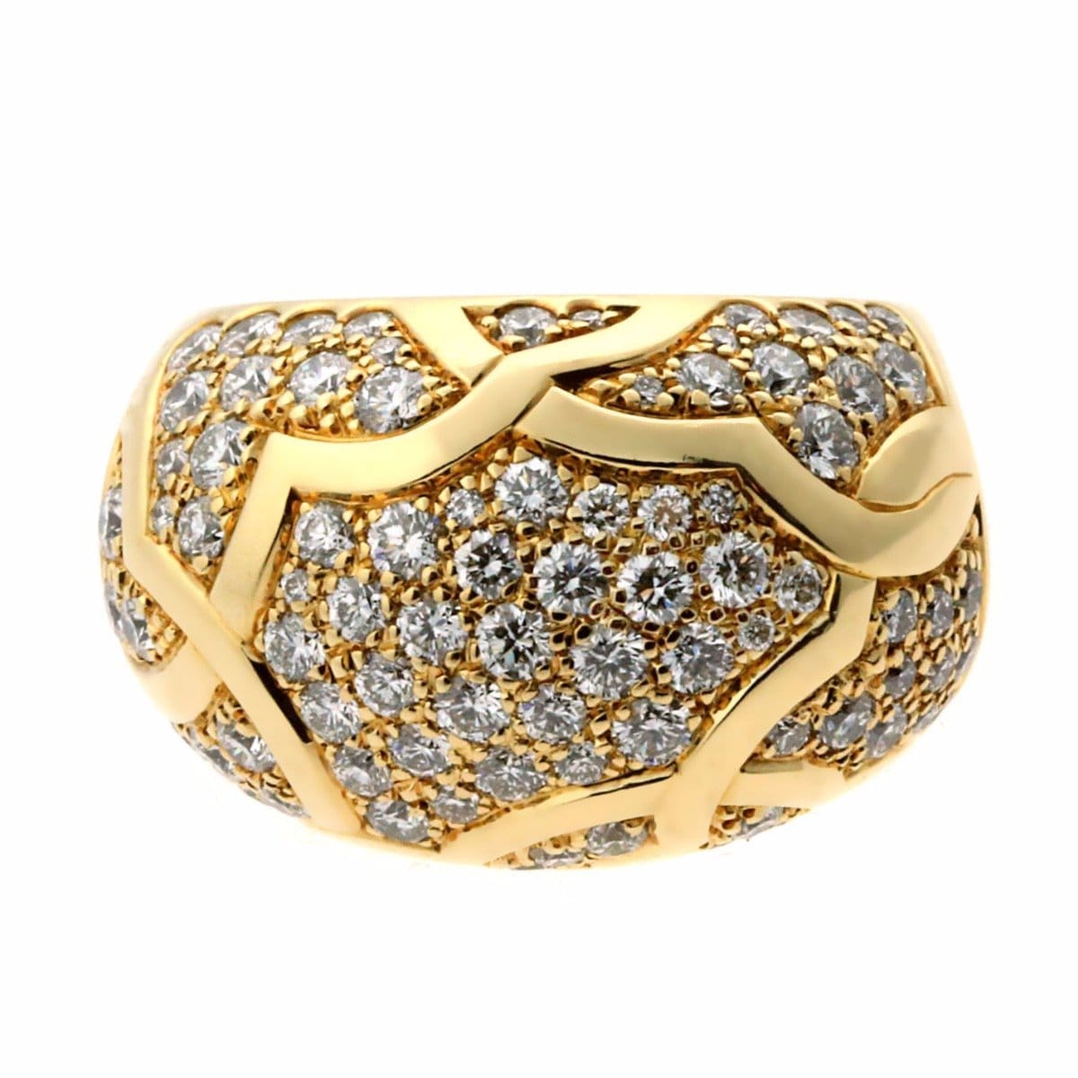 Chanel Camelia Flower Diamond 18k Yellow Gold Bombe Cocktail Ring