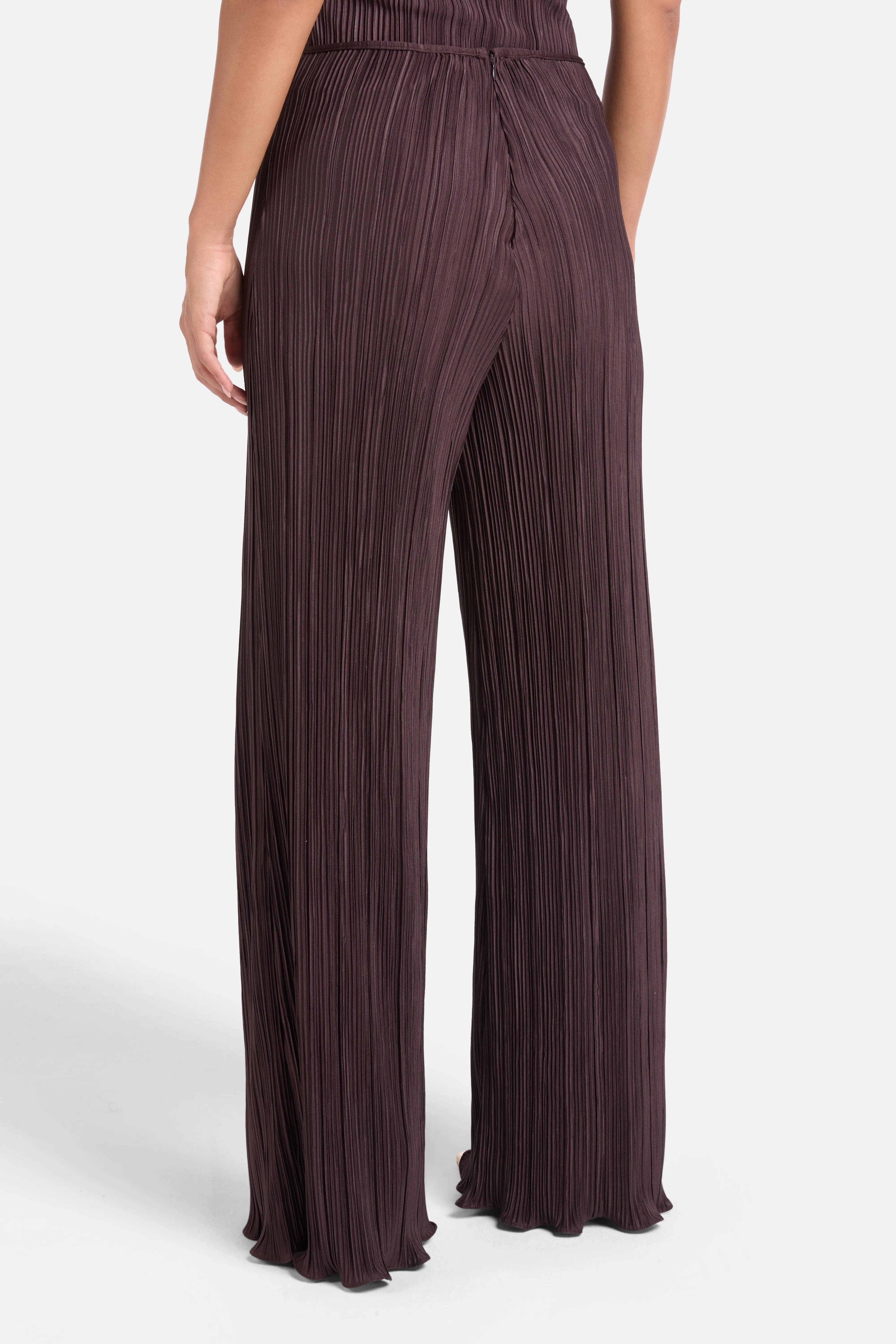 MAYLE VASQUEZ Choza Pleated Wide Legged Pants in Brown