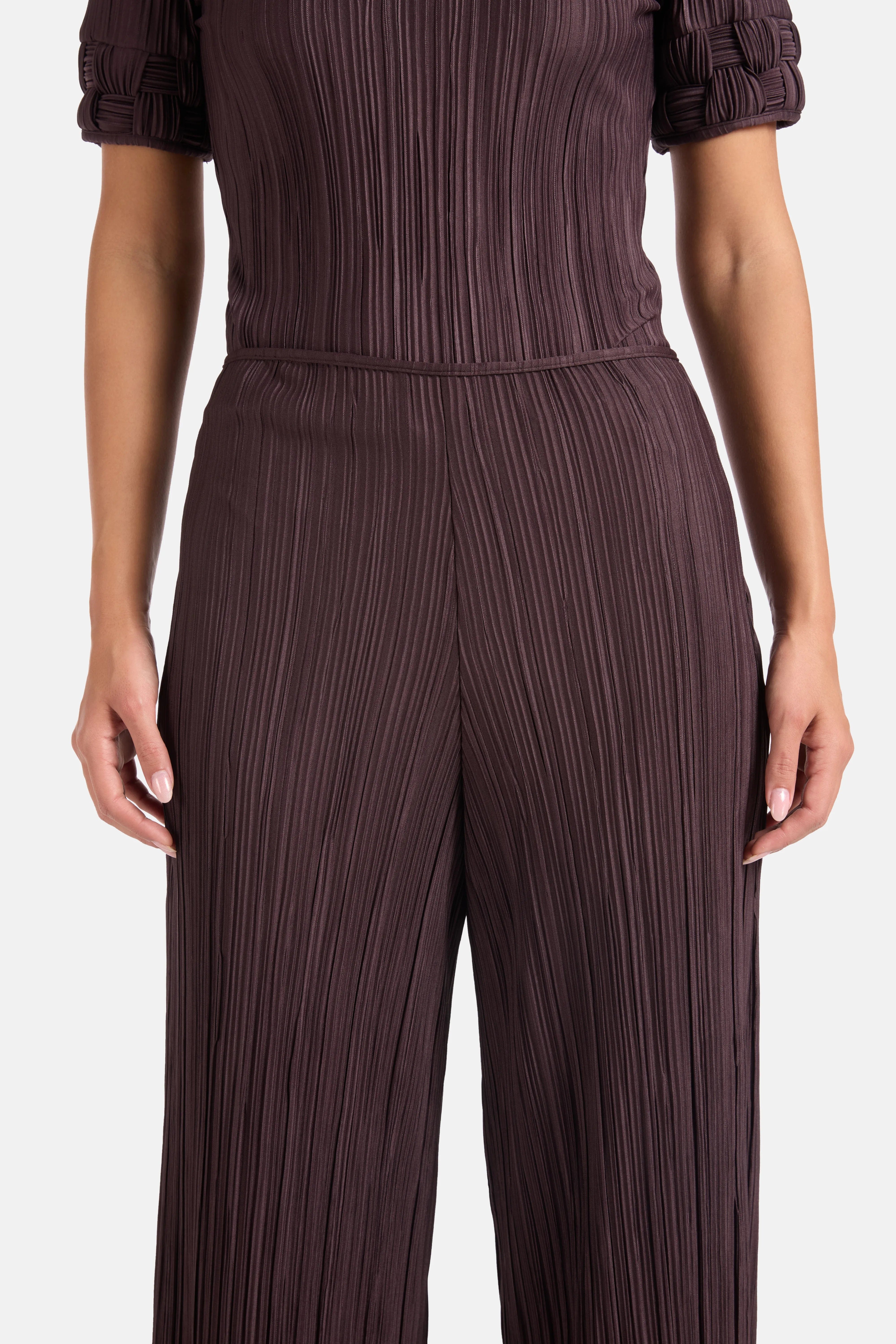 MAYLE VASQUEZ Choza Pleated Wide Legged Pants in Brown