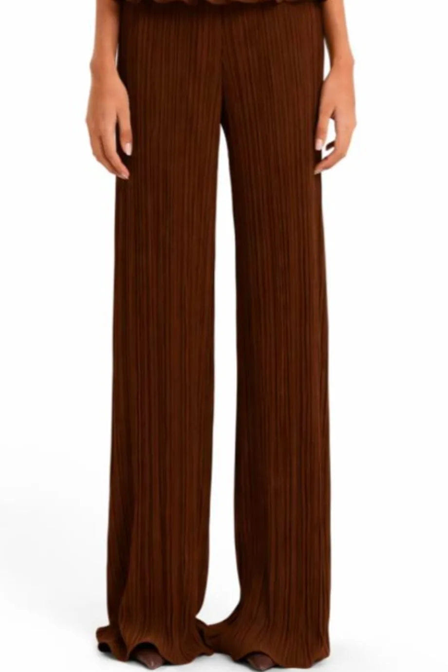 MAYLE VASQUEZ Choza Pleated Wide Legged Pants in Brown